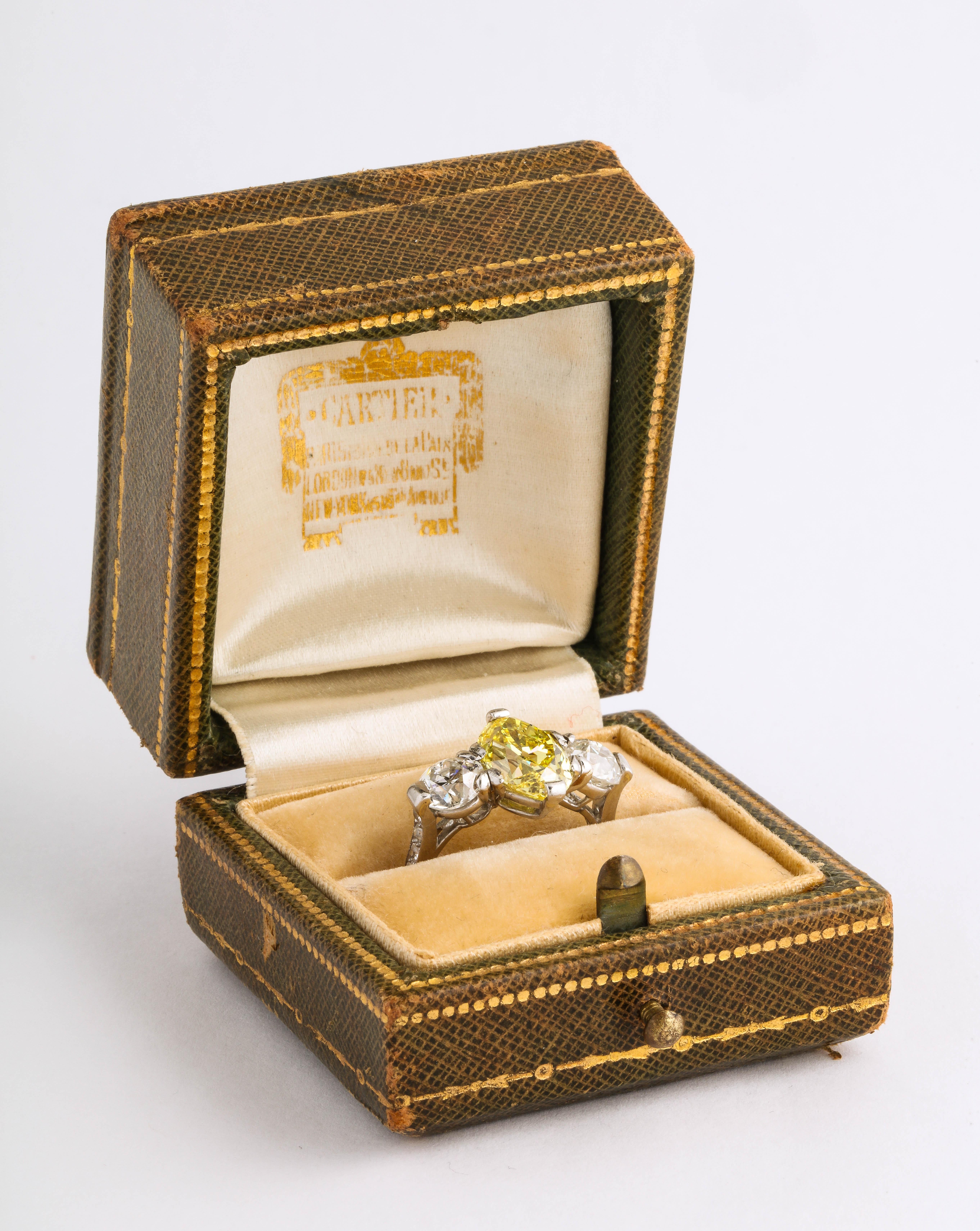 Women's Cartier Edwardian Yellow and White Diamonds Platinum Ring
