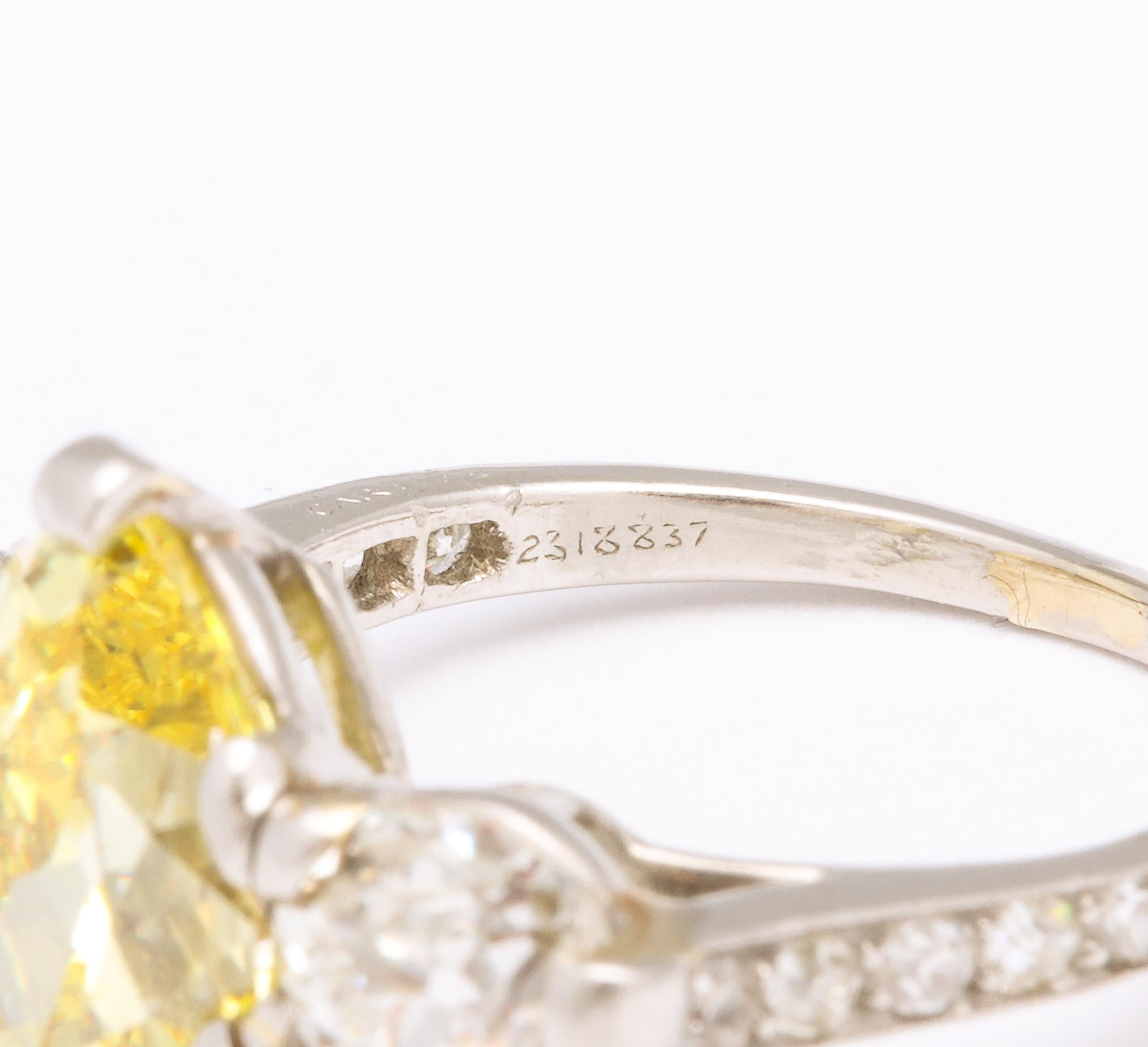 Cartier Edwardian Yellow and White Diamonds Platinum Ring 1
