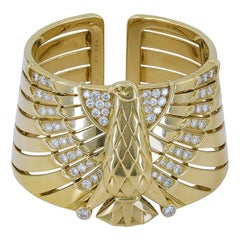Vintage Cartier Egyptian Revival Horus Falcon Diamond Bracelet
