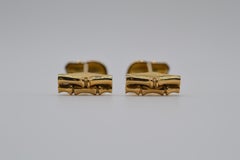Cartier Elephant Cufflink 18K Yellow Gold with Emerald Eye Unworn