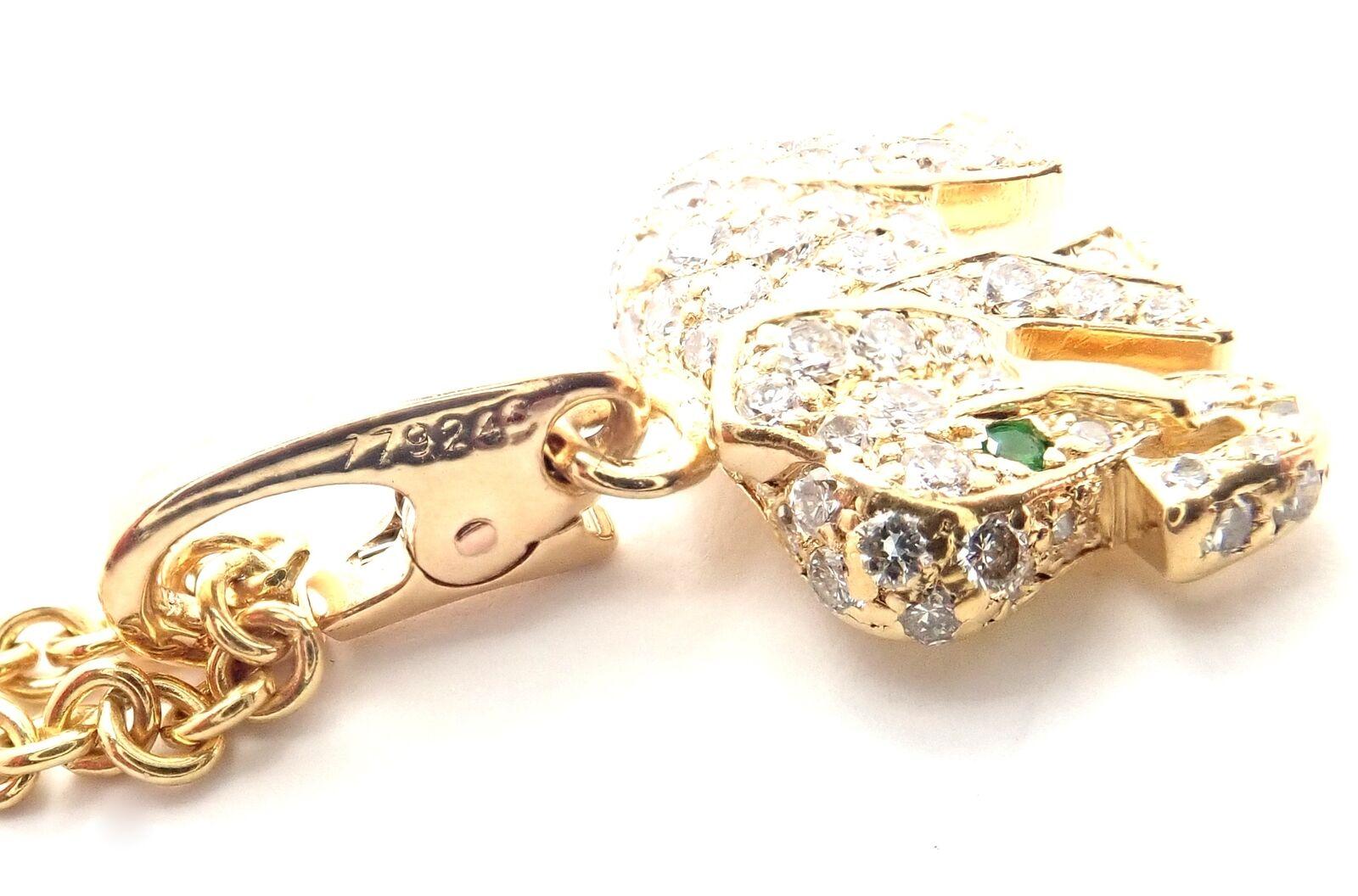 Cartier Elephant Diamond Emerald Yellow Gold Pendant Necklace 1