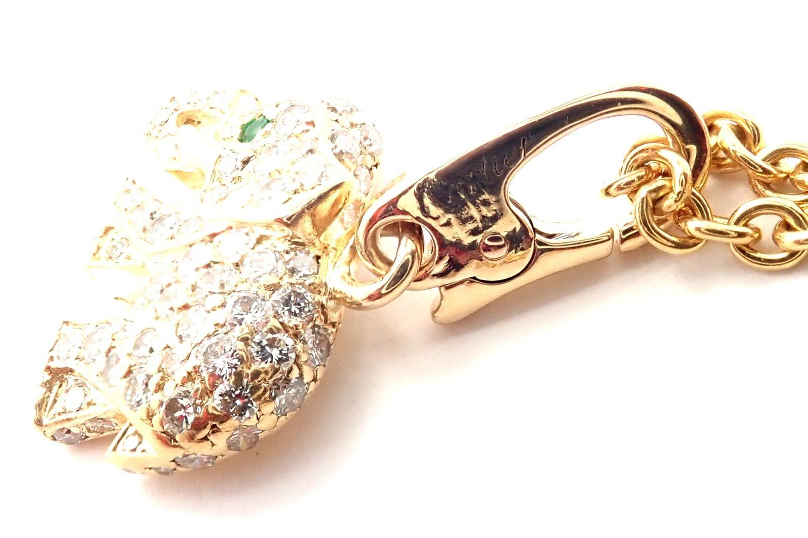 Cartier Elephant Diamond Emerald Yellow Gold Pendant Necklace 2