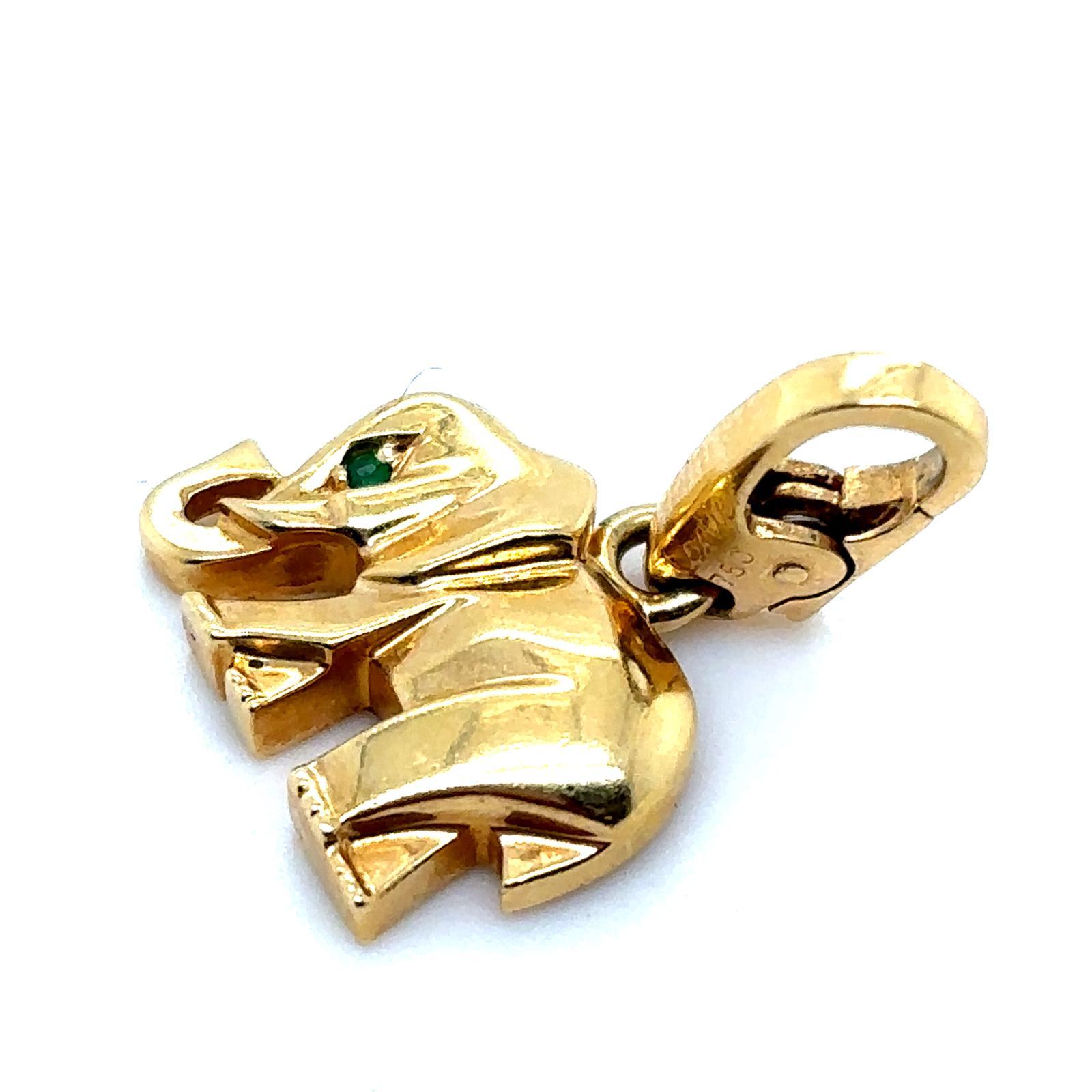 Cartier Elephant Emerald 18 Karat Yellow Gold Charm For Sale 1