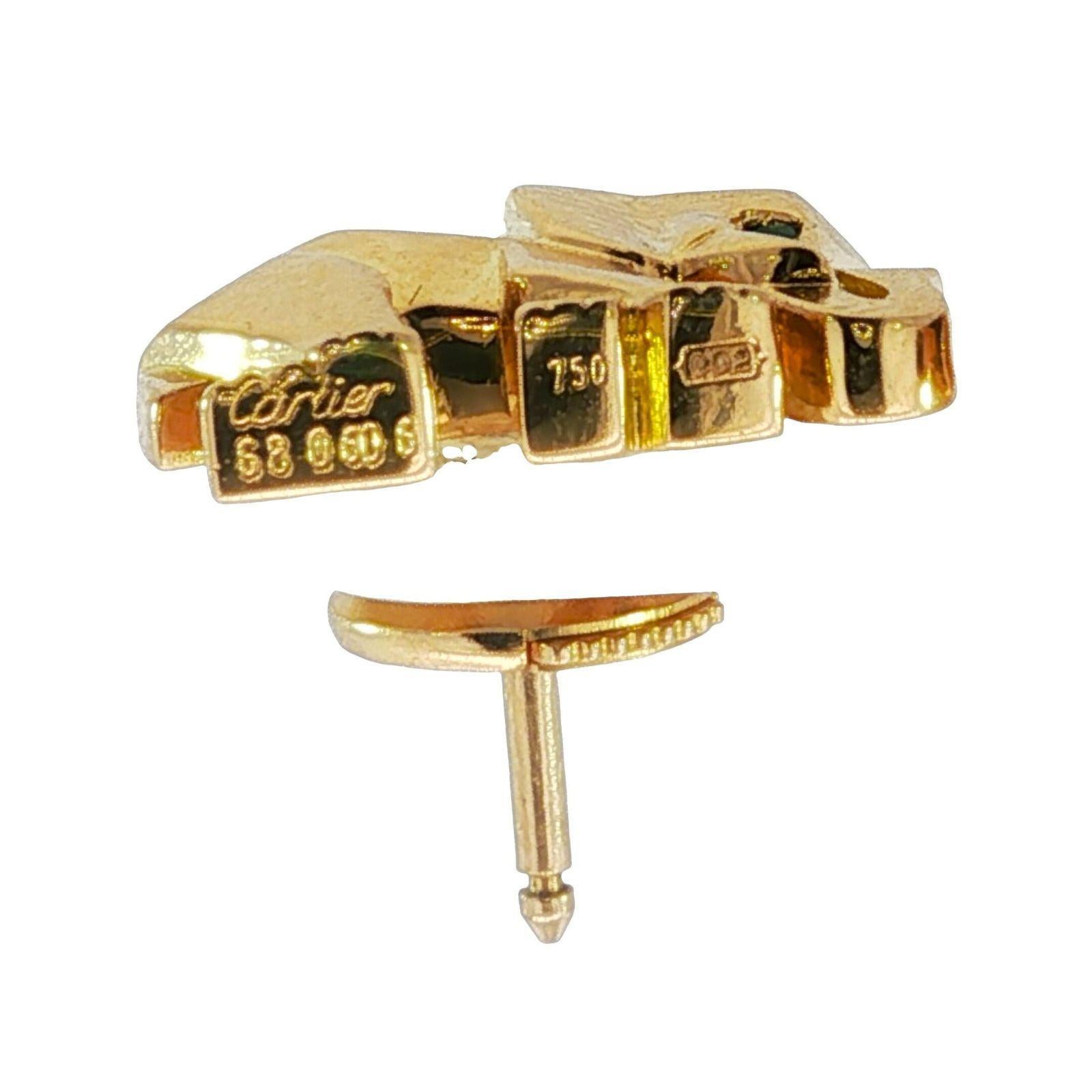 Boucles d'oreilles éléphant Cartier Oeil d'émeraude Or jaune 18K Excellent état - En vente à Fairfield, CT