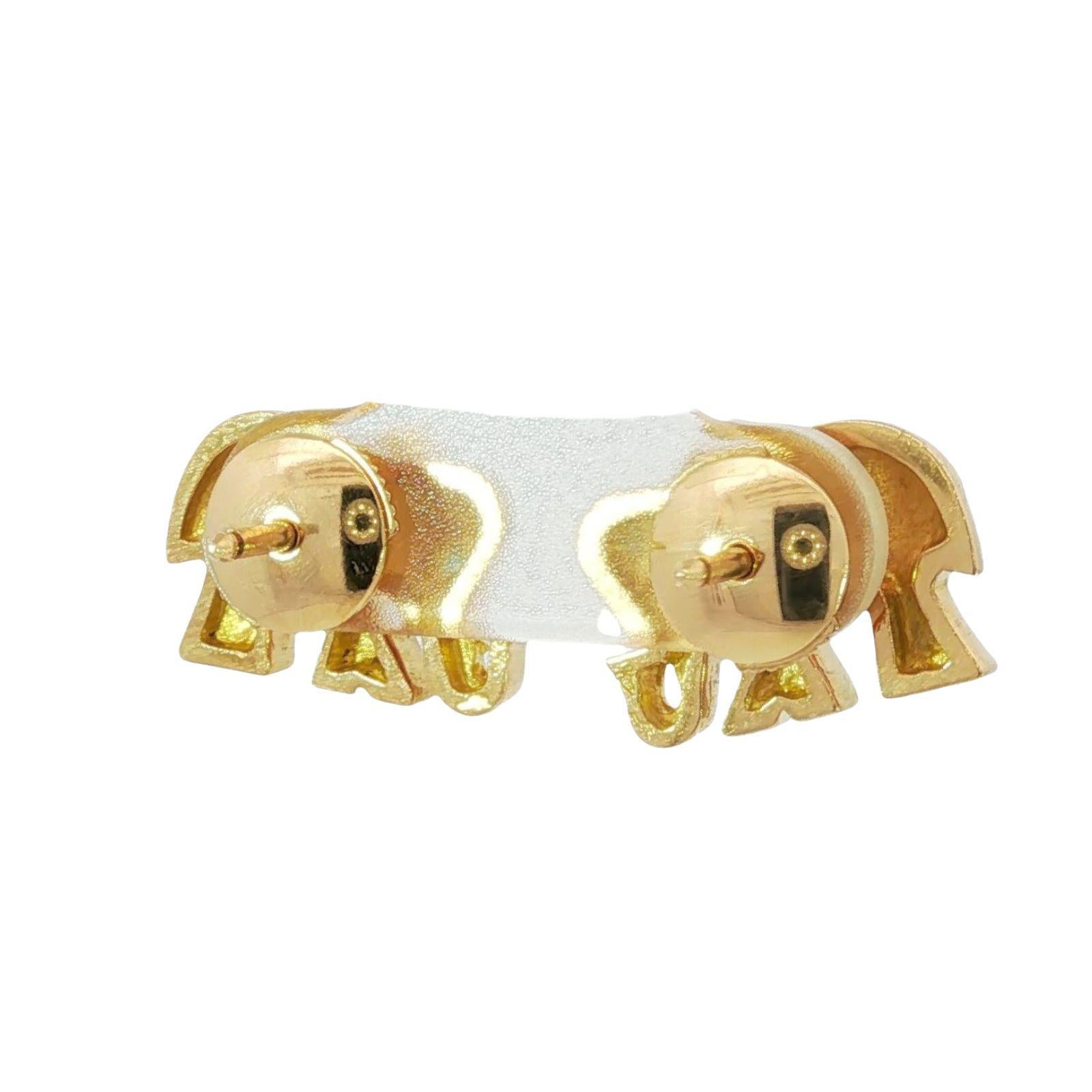 Boucles d'oreilles éléphant Cartier Oeil d'émeraude Or jaune 18K en vente 3