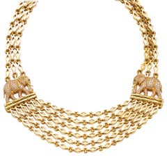 Cartier Elephants Gold Diamonds Necklace