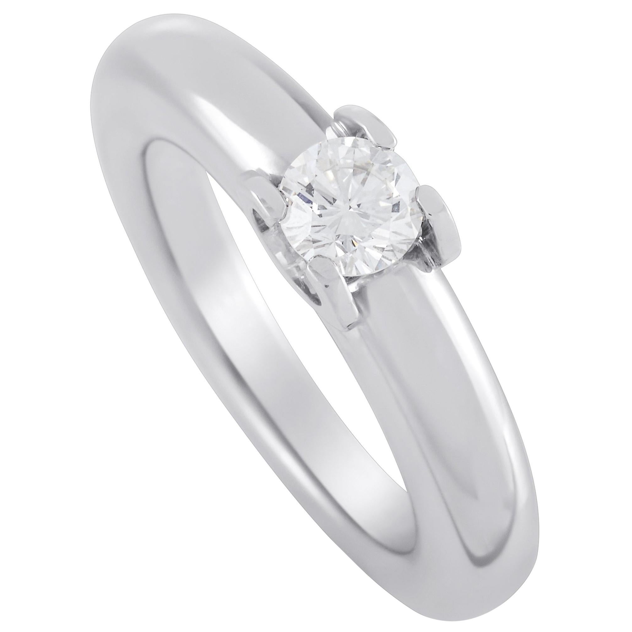 Cartier Ellipse 18 Karat White Gold 0.30 Carat Diamond Ring
