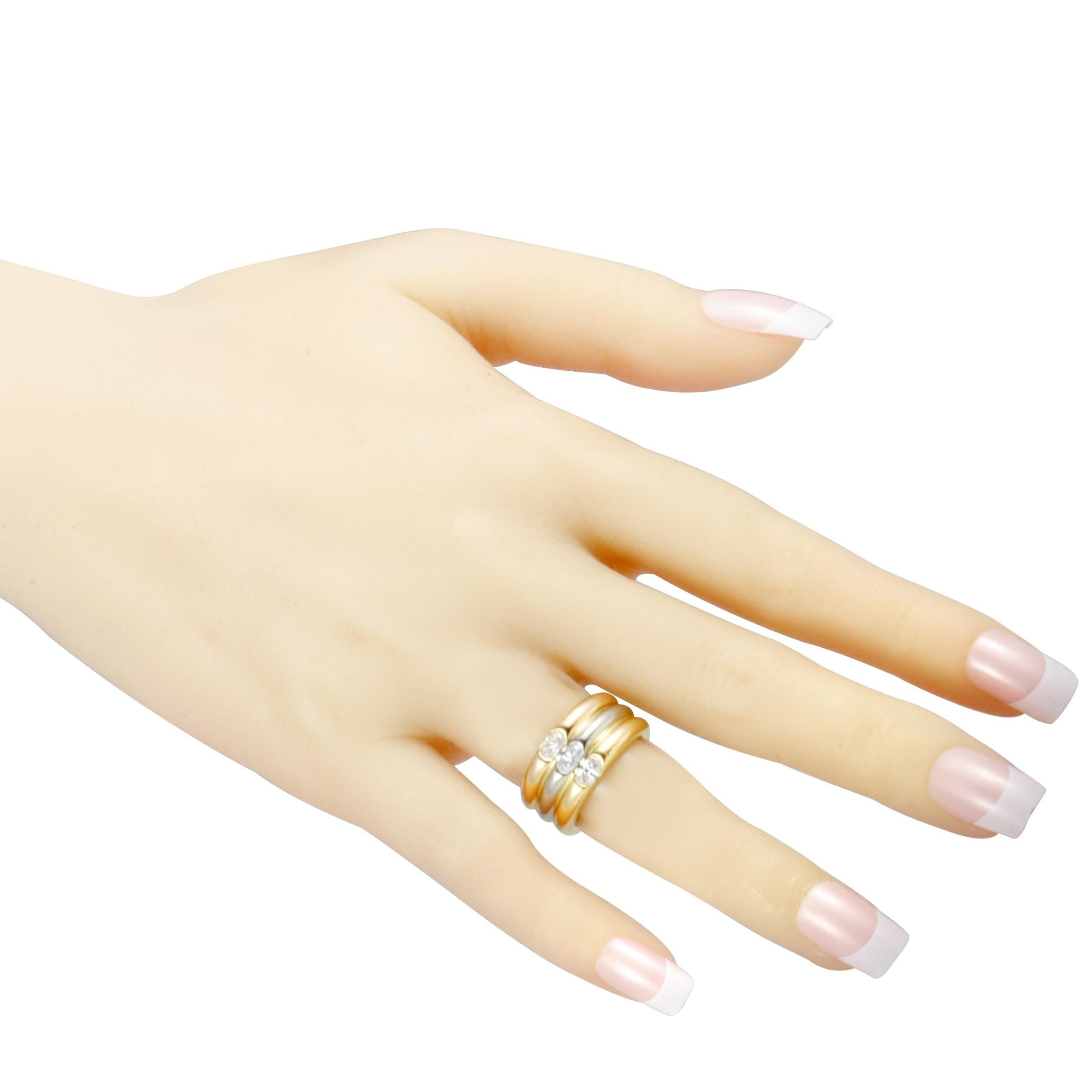 Women's Cartier Ellipse 18 Karat Yellow and White Gold Diamond Ring