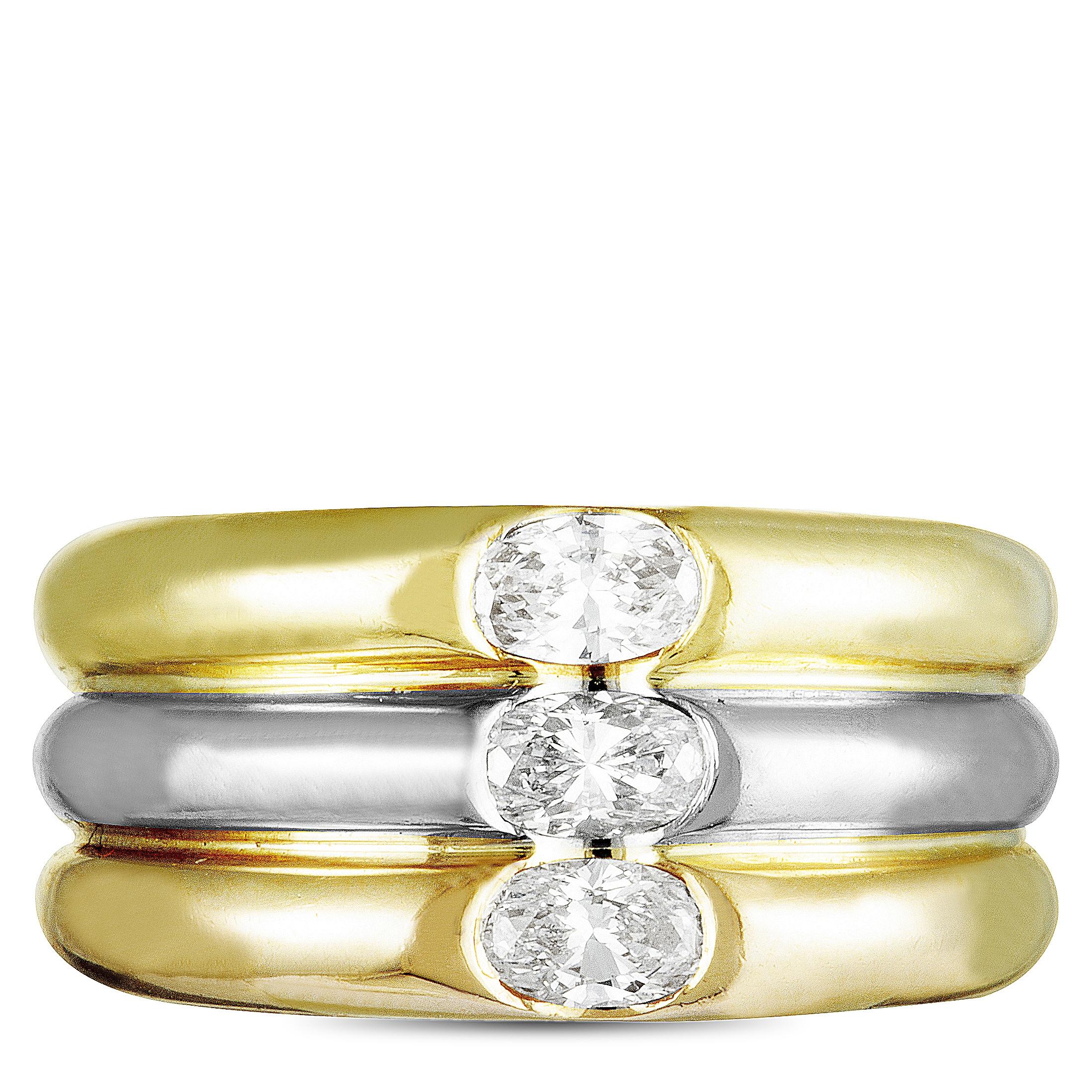 Cartier Ellipse 18 Karat Yellow and White Gold Diamond Ring 1