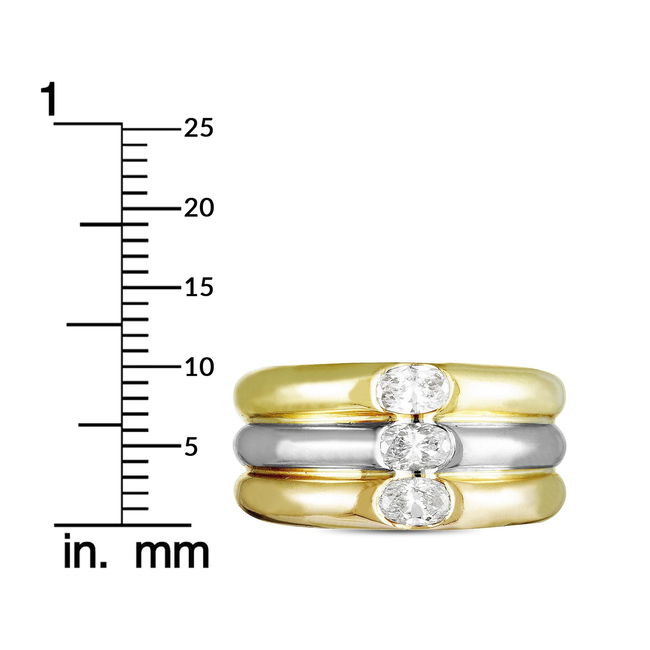 Cartier Ellipse 18 Karat Yellow and White Gold Diamond Ring 2