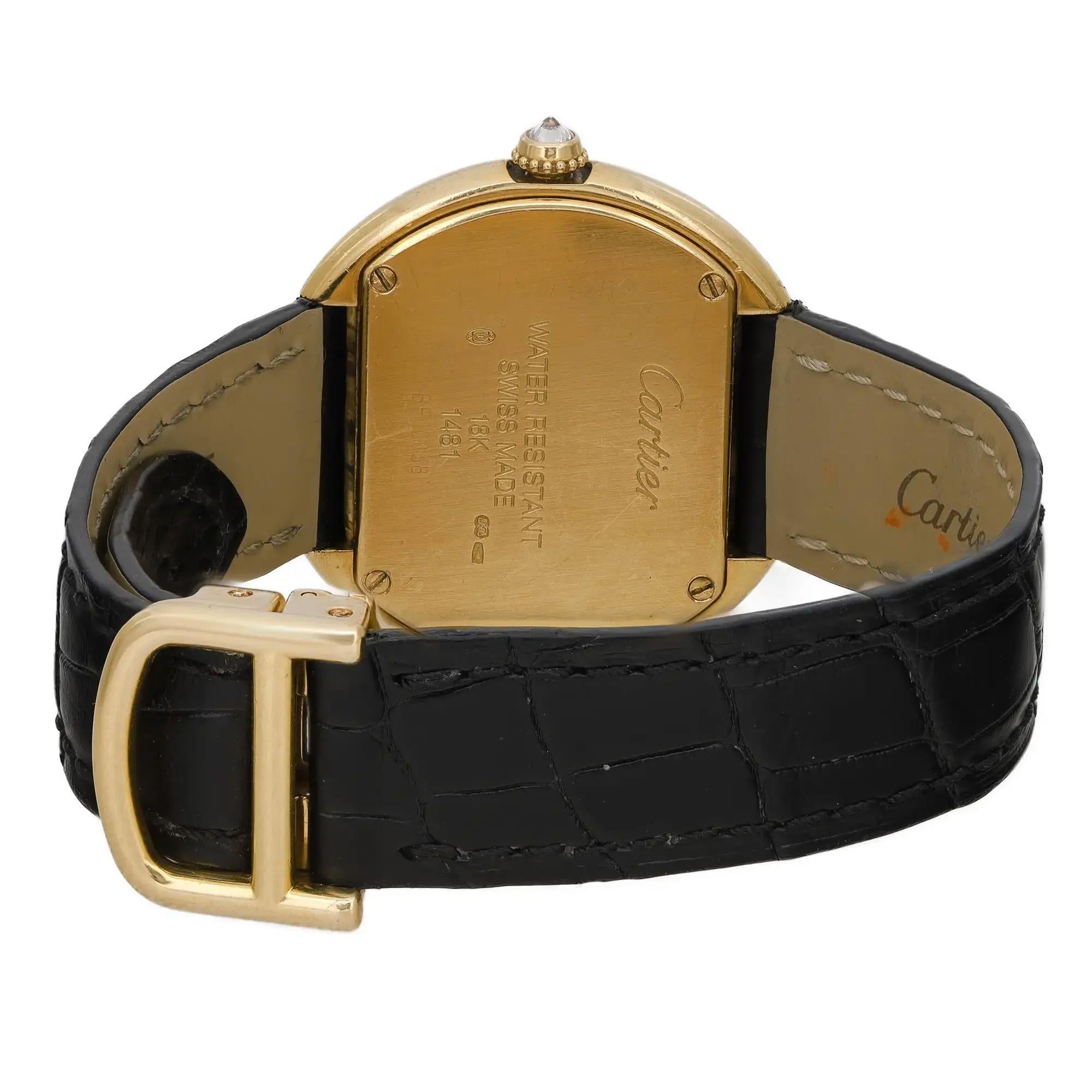 Women's Cartier Ellipse 18K Yellow Gold Diamond Silver Dial Ladies Quartz Watch 1481