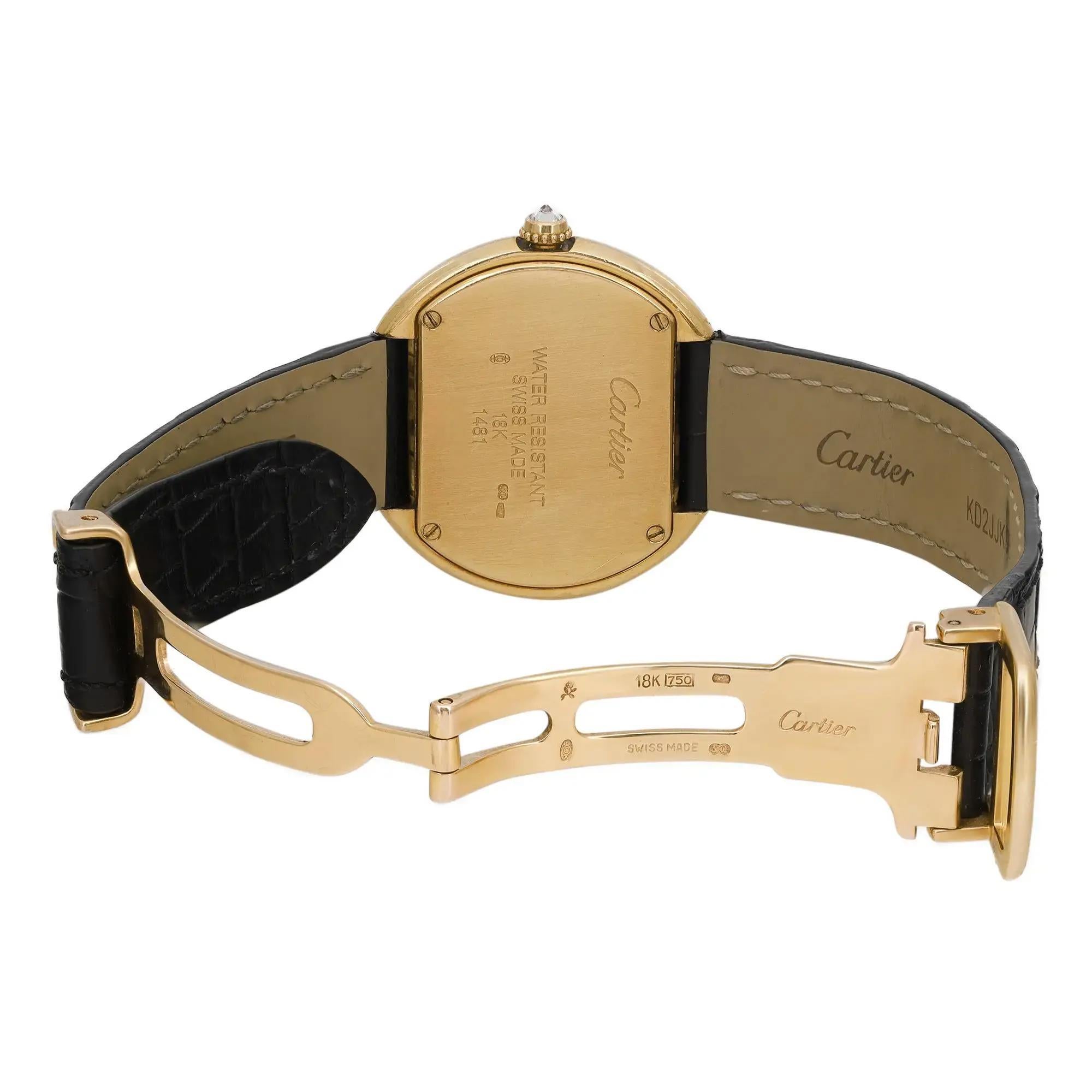 Cartier Ellipse 18K Yellow Gold Diamond Silver Dial Ladies Quartz Watch 1481 1