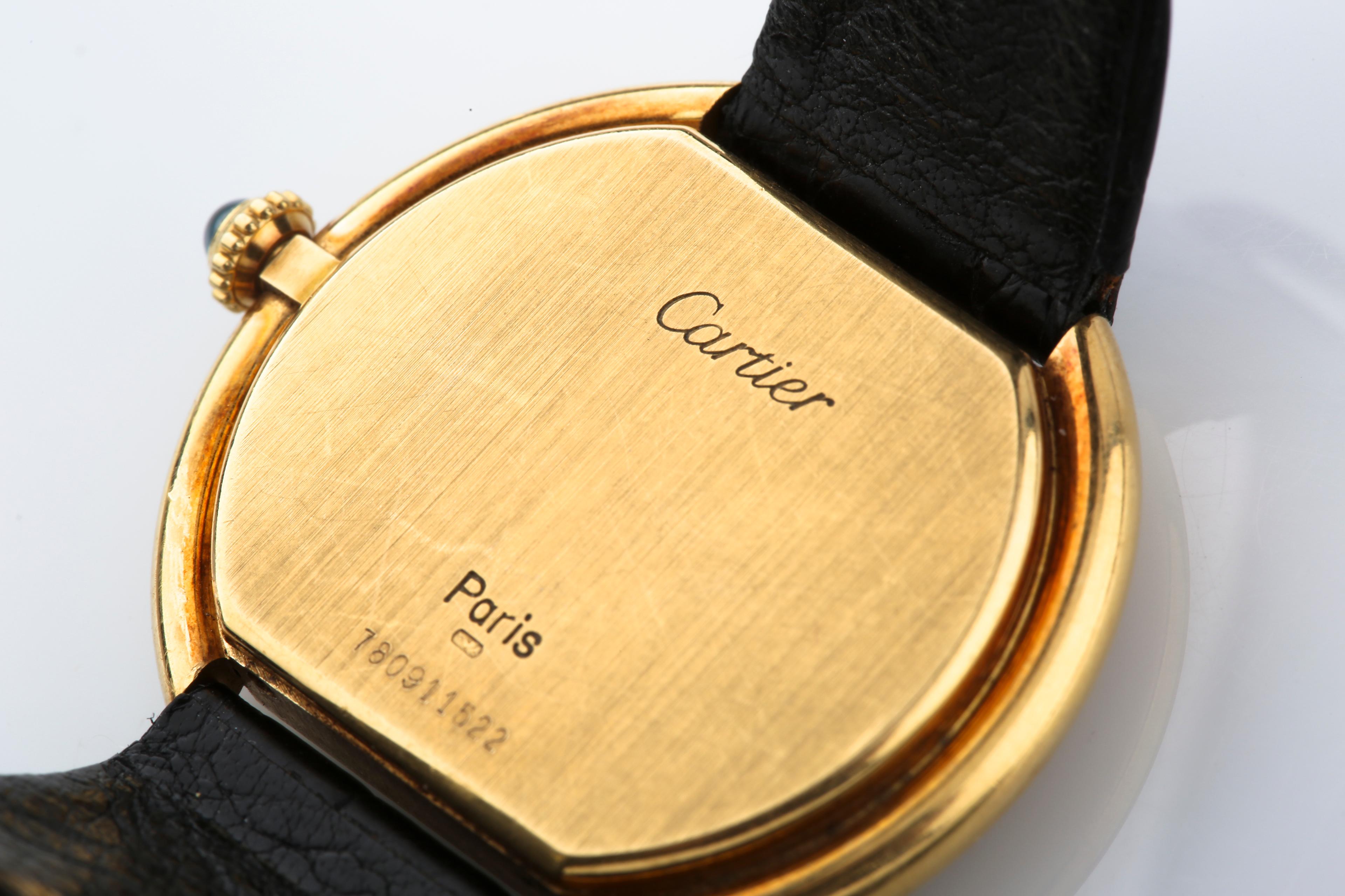 Cartier Ellipse 18 Karat Yellow Gold Women's Wristwatch with Leather Band 1