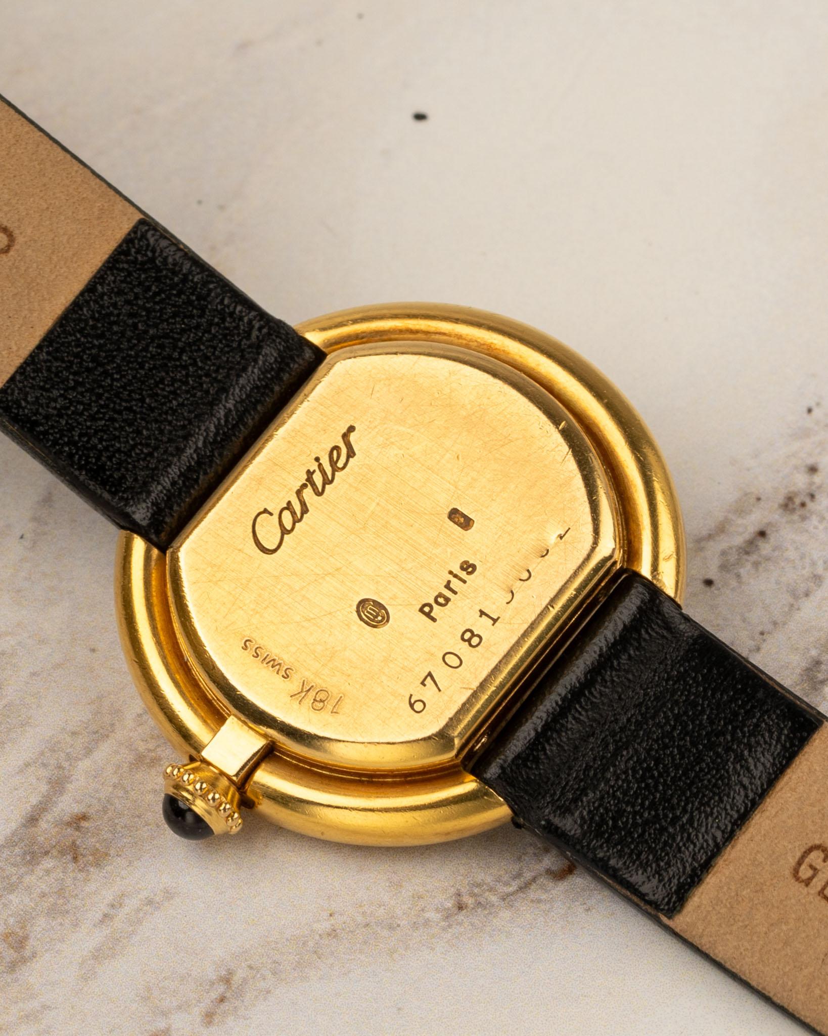 Cartier Ellipse 67081 SM Donna Quadrante Bianco 18k YG Anni '80 in vendita 8