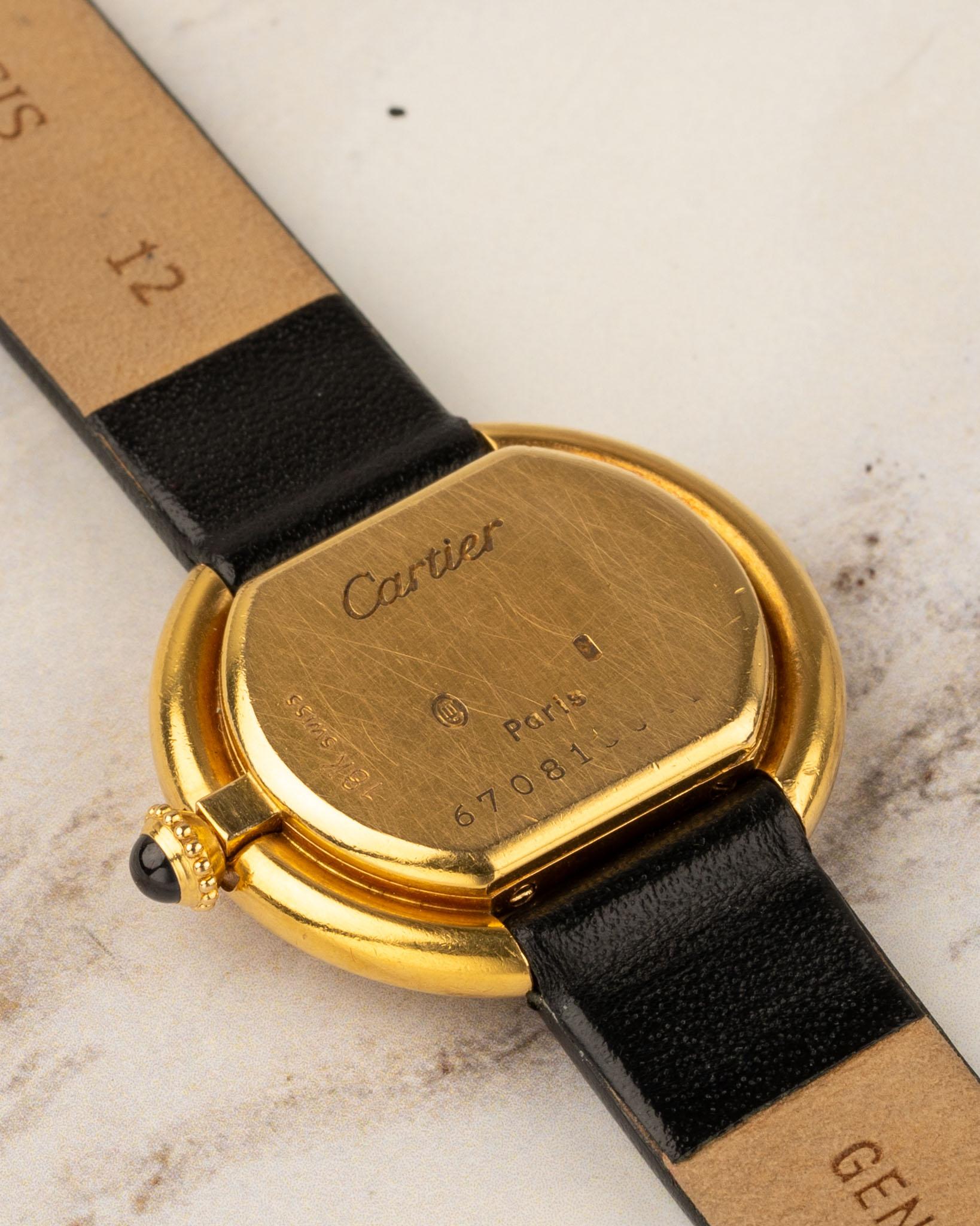 Cartier Ellipse 67081 SM Donna Quadrante Bianco 18k YG Anni '80 in vendita 9