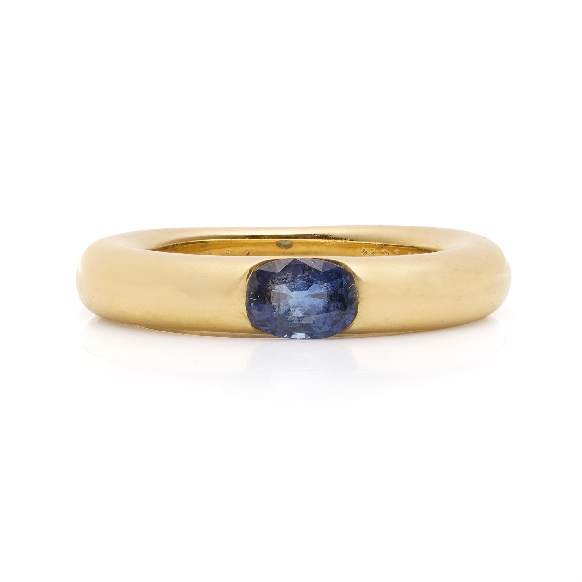 Oval Cut Cartier Ellipse Collection 18k Gold Band Ring with 0.40 cts. of Sapphire  For Sale