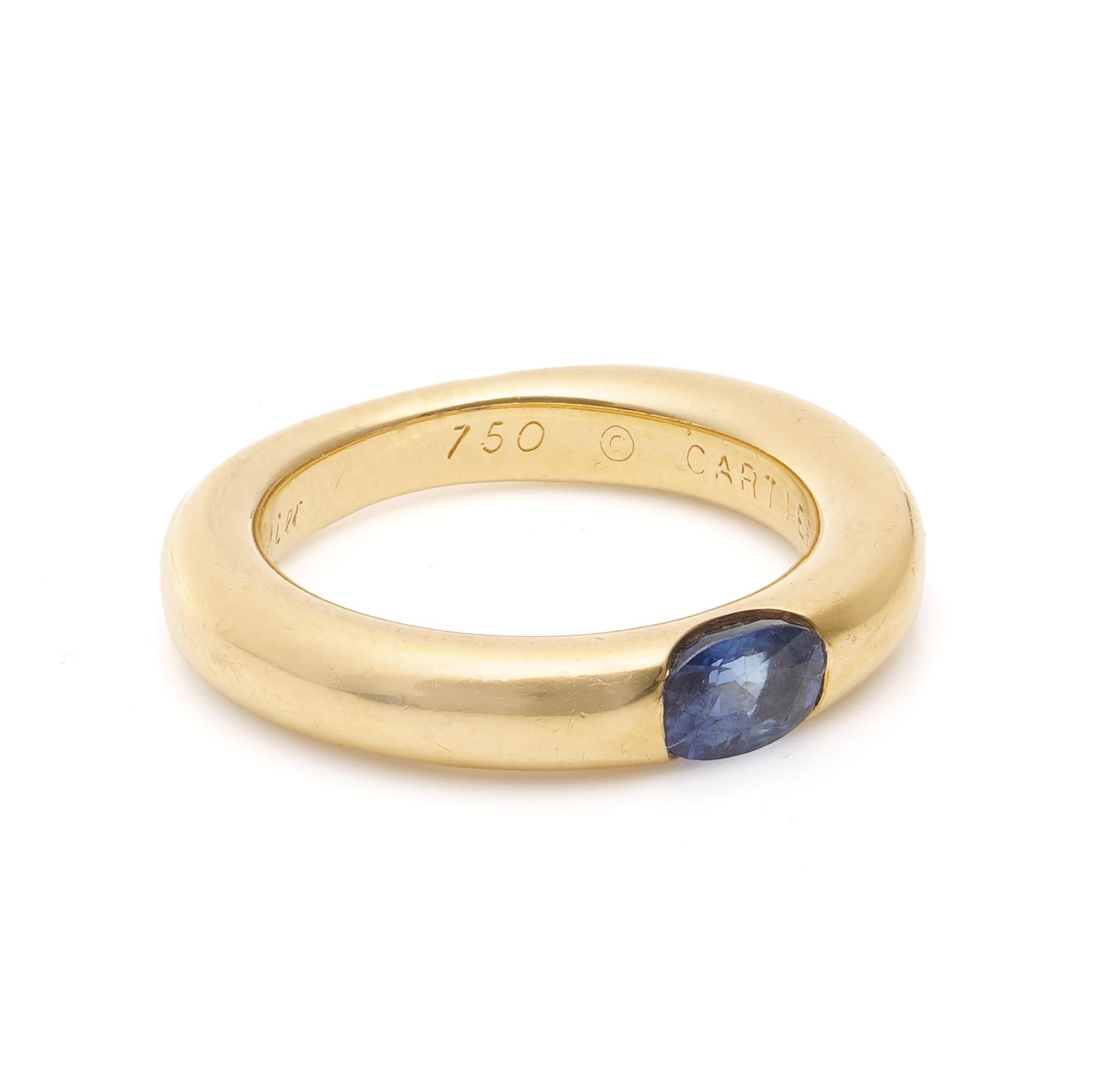 Cartier Ellipse Collection 18k Gold Band Ring with 0.40 cts. of Sapphire  In Good Condition For Sale In Braintree, GB