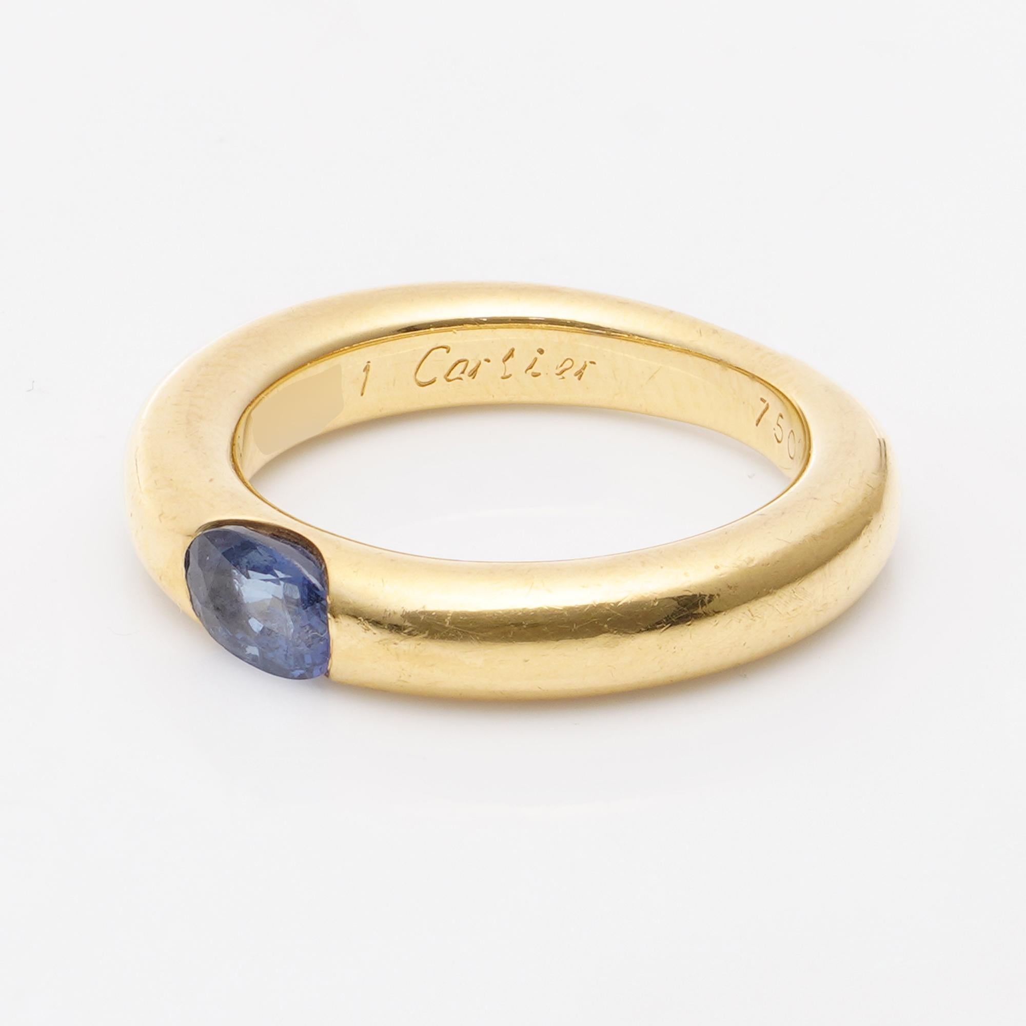Cartier Ellipse Collection 18k Gold Band Ring with 0.40 cts. of Sapphire  For Sale 1