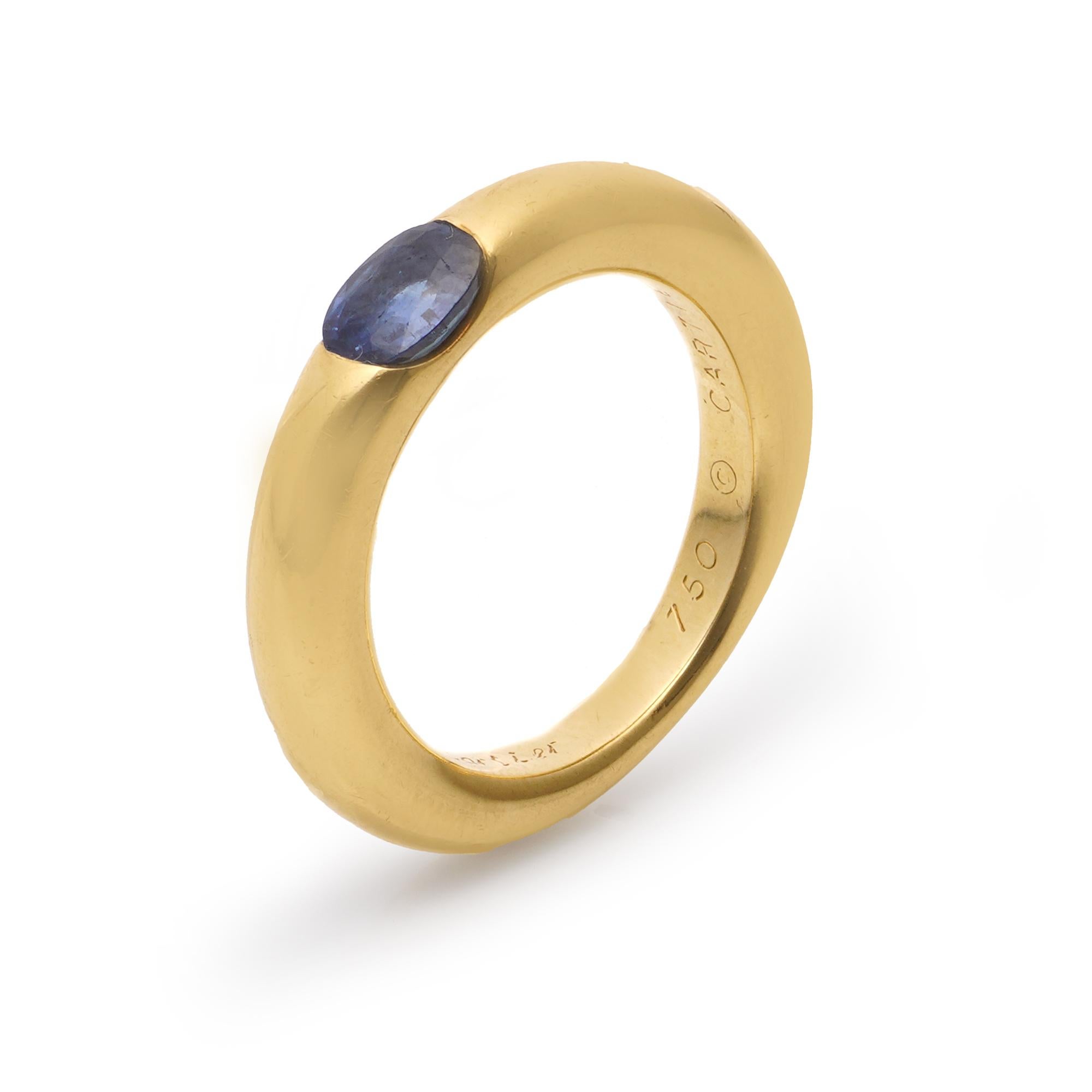 Cartier Ellipse Collection 18k Gold Band Ring with 0.40 cts. of Sapphire  For Sale 4
