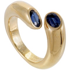 Cartier Ellipse Deux Tête Croisees 18 Karat Yellow Gold Sapphire Band Ring