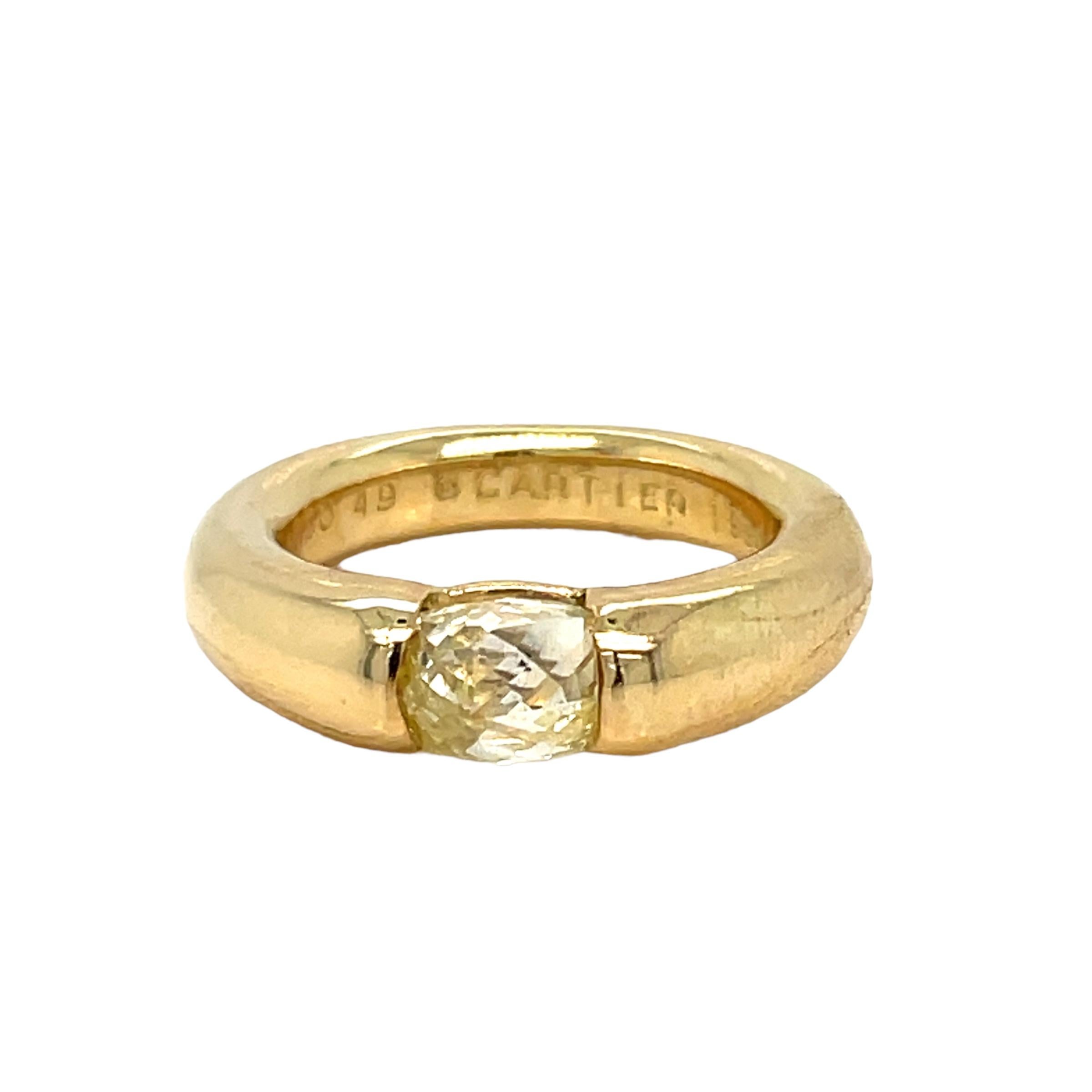 Modern Cartier Ellipse Diamond Yellow Gold Band Ring