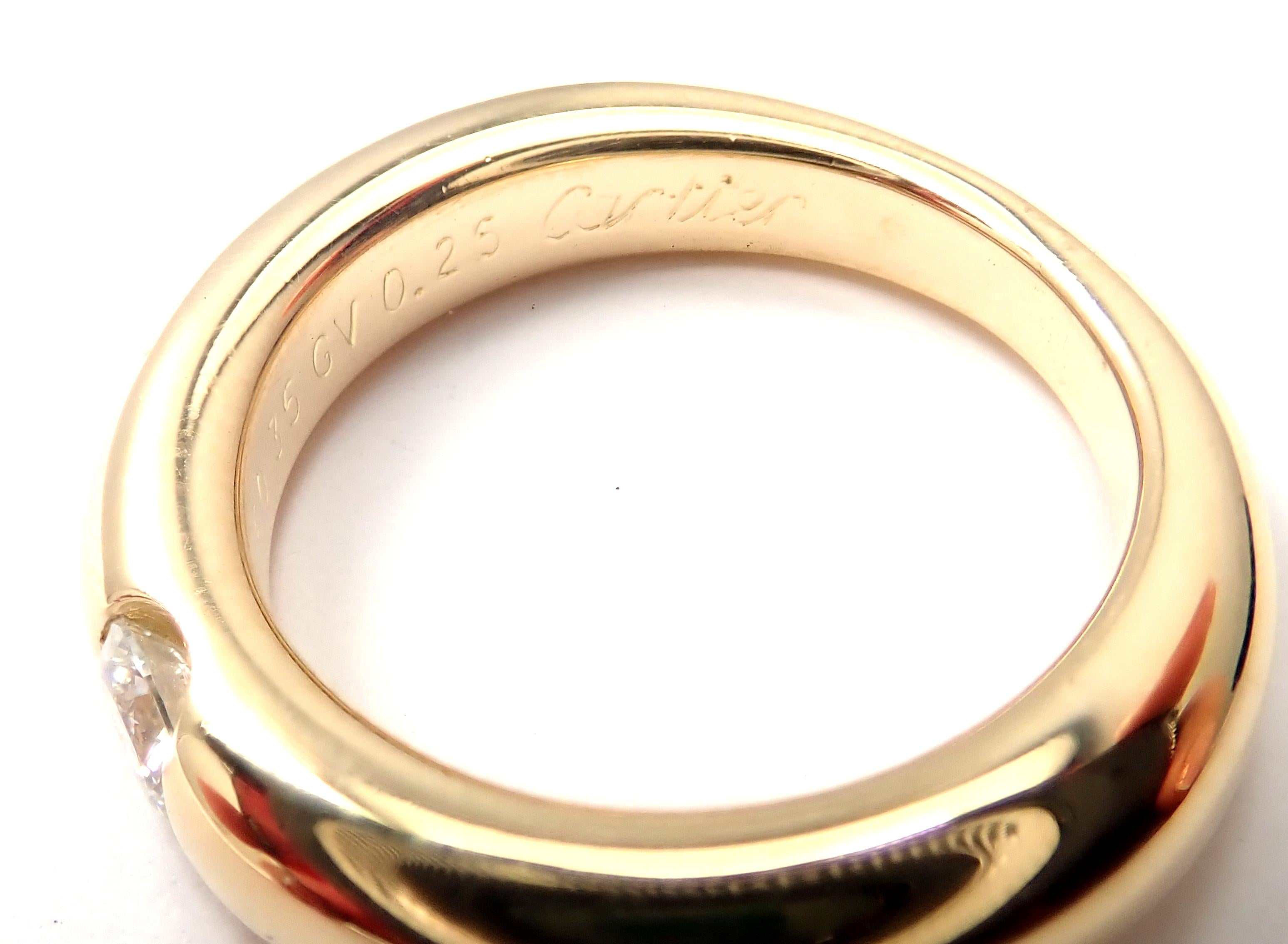 Women's or Men's Cartier Ellipse Diamond Yellow Gold Band Ring