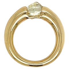 Retro Cartier Ellipse Diamond Yellow Gold Band Ring