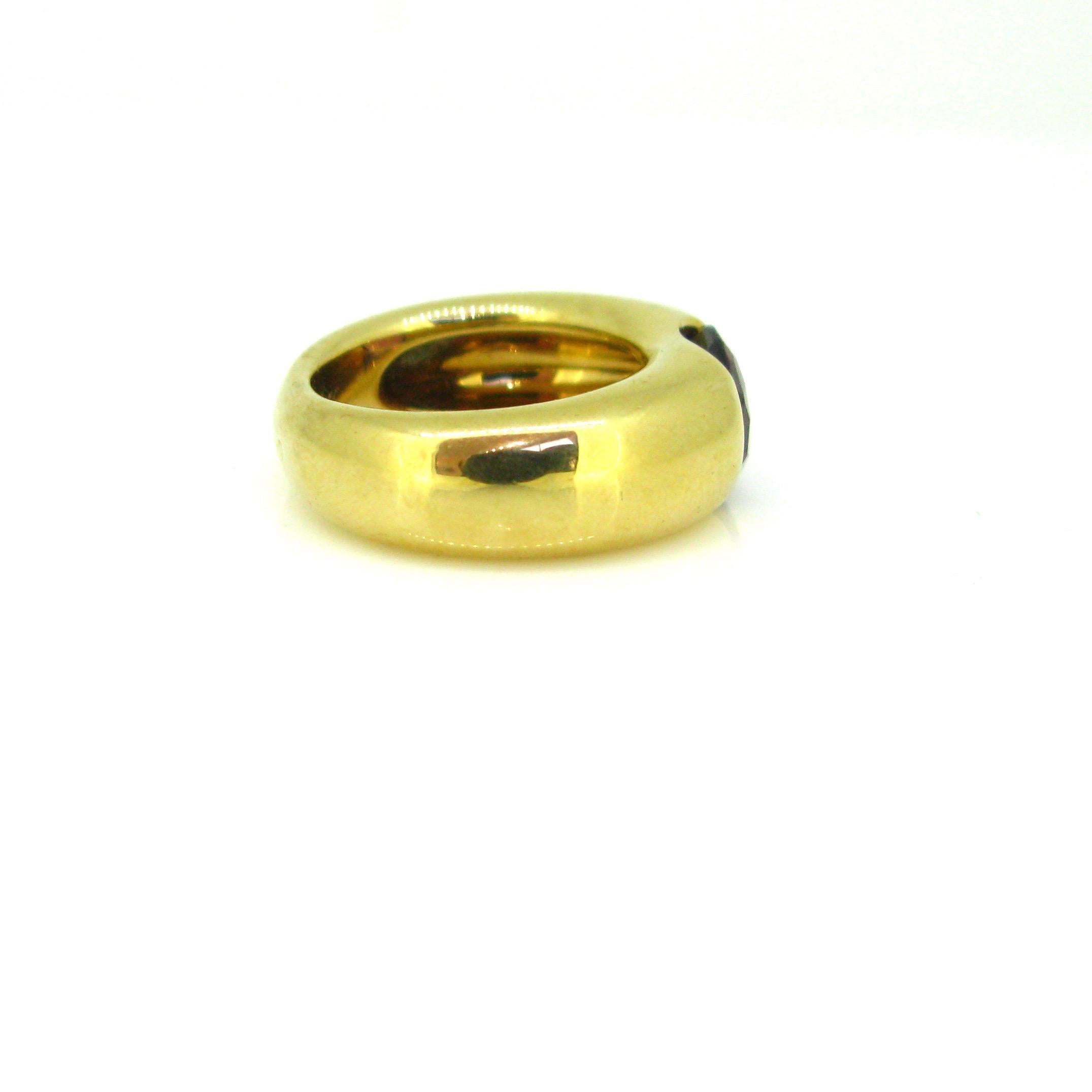 Oval Cut Cartier Ellipse Garnet Yellow Gold Band Ring