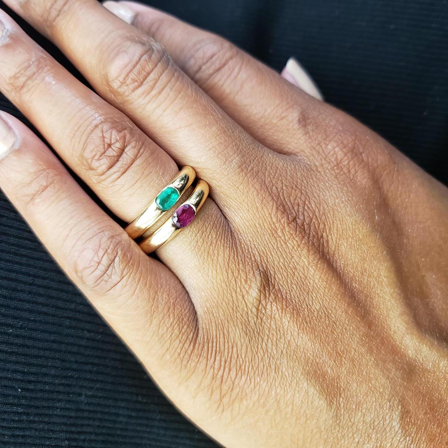 Oval Cut Cartier 'Ellipse' Gold and Emerald Ring