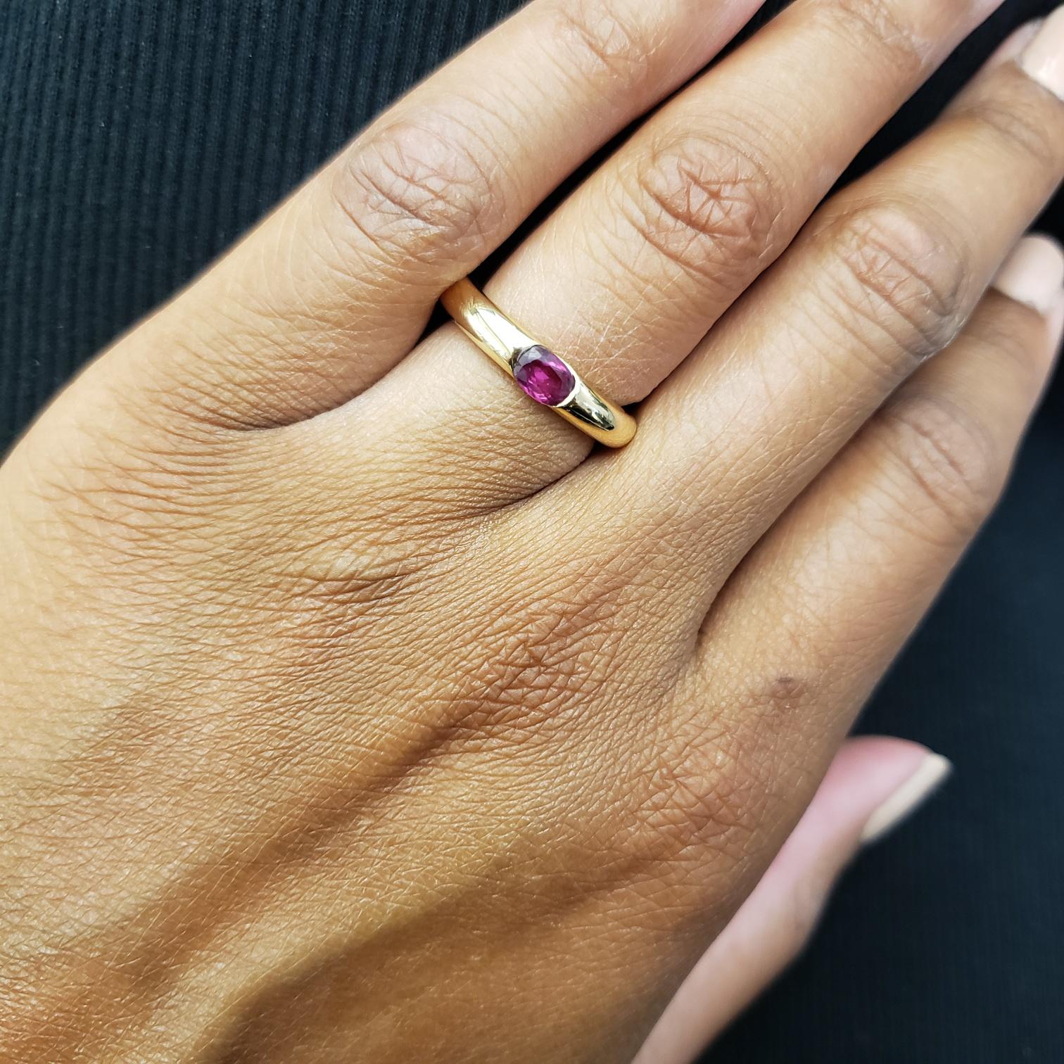 Oval Cut Cartier 'Ellipse' Gold and Ruby Ring