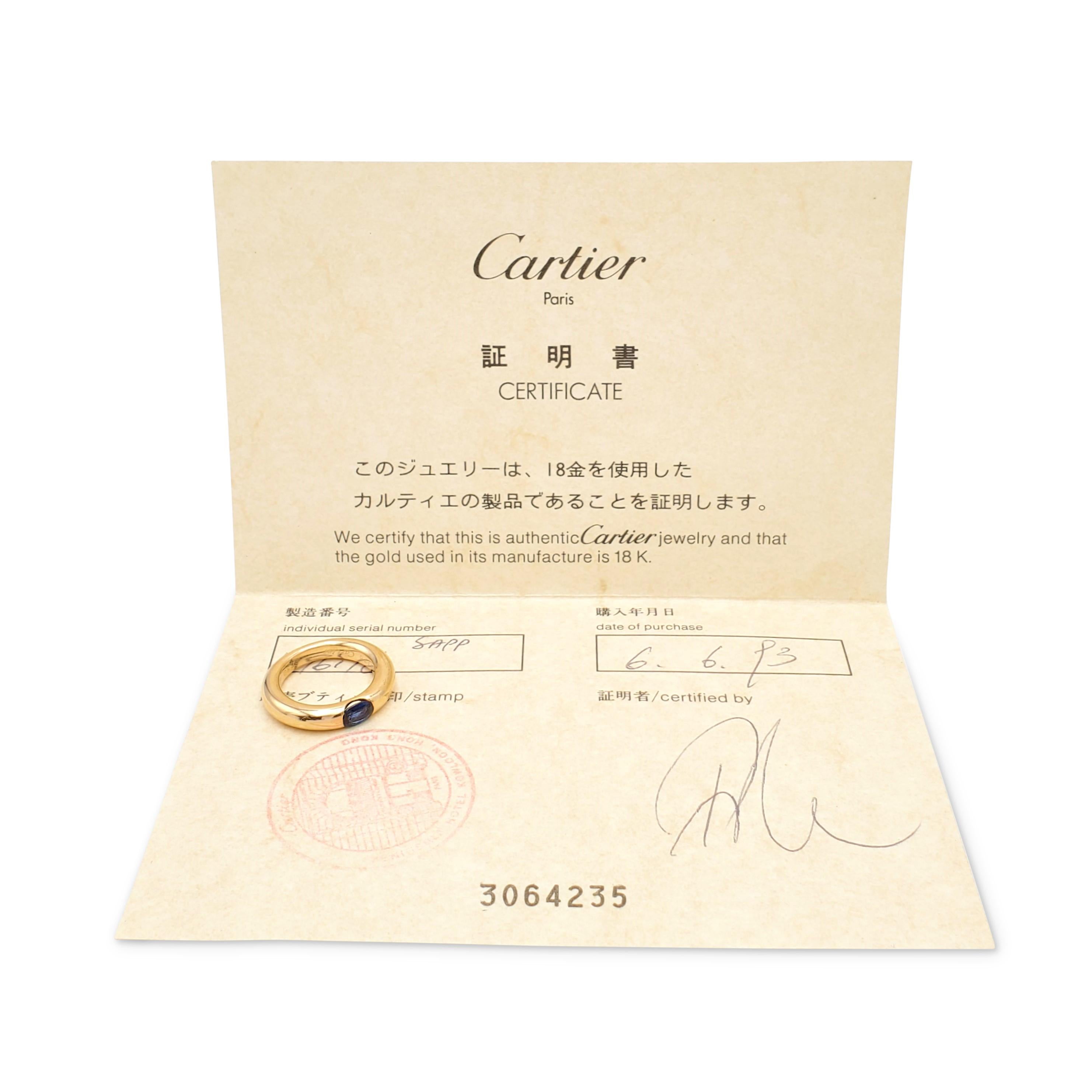 cartier ring blue stone