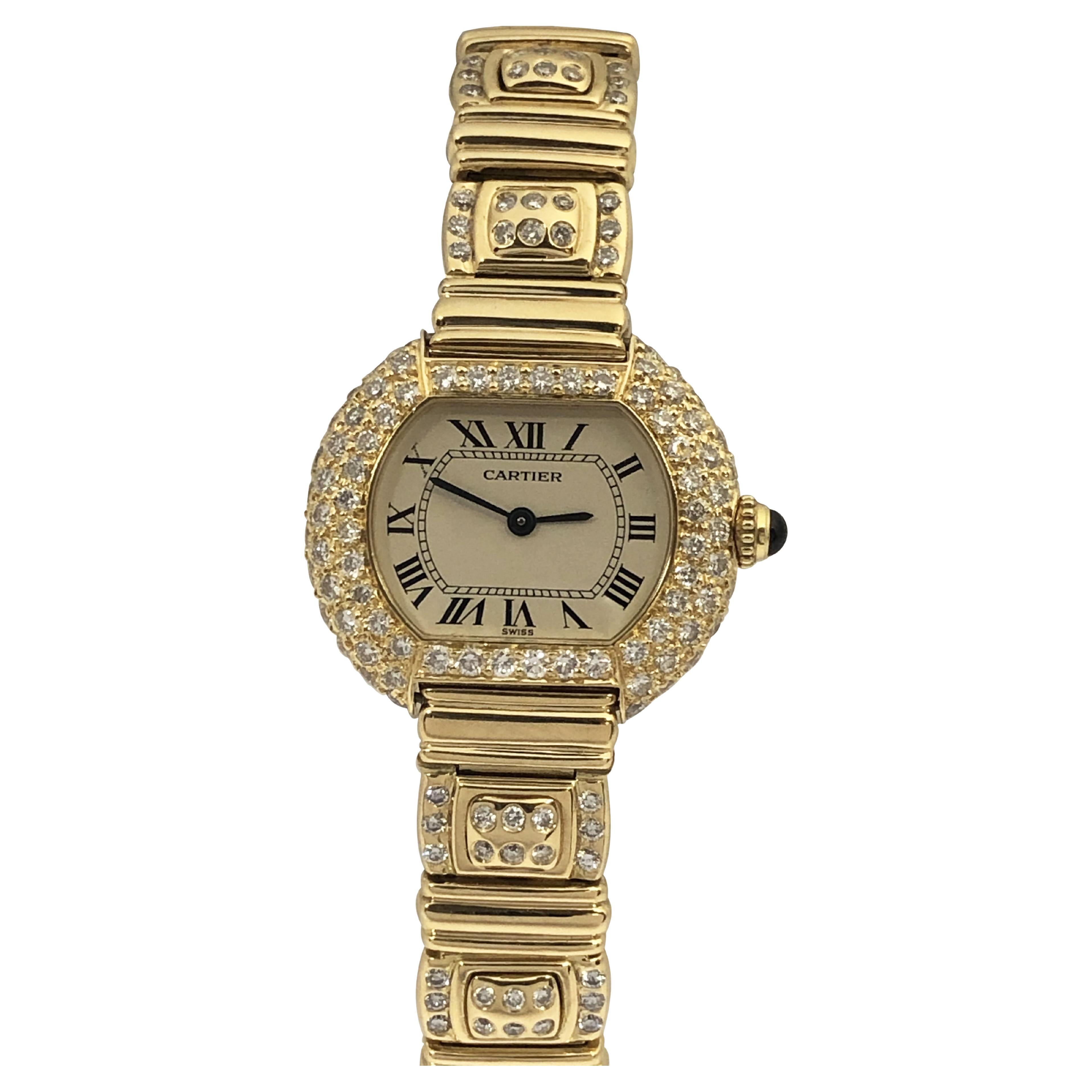 Cartier Ellipse Ladies Yellow Gold and Diamond Wrist Watch