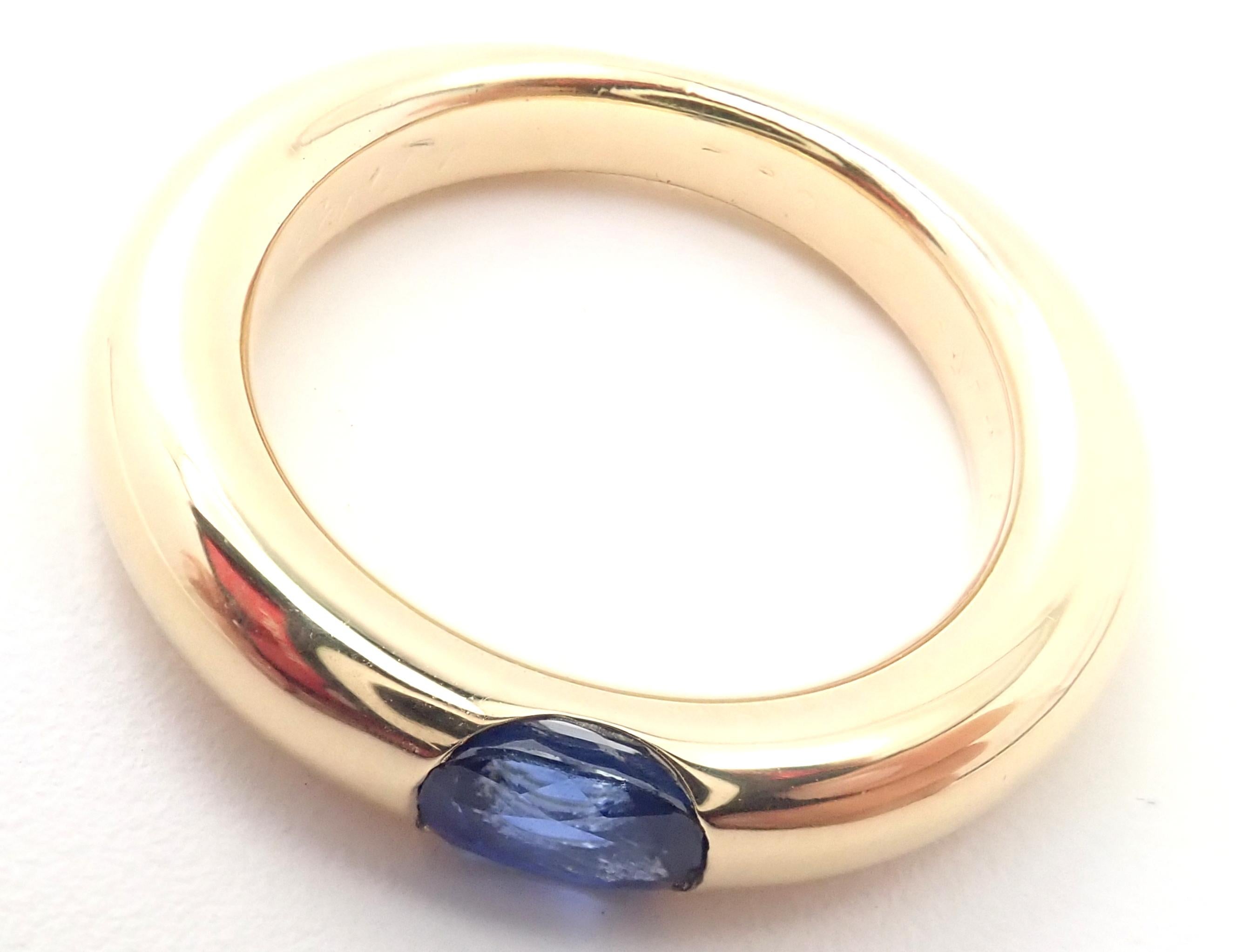 Oval Cut Cartier Ellipse Sapphire Yellow Gold Band Ring