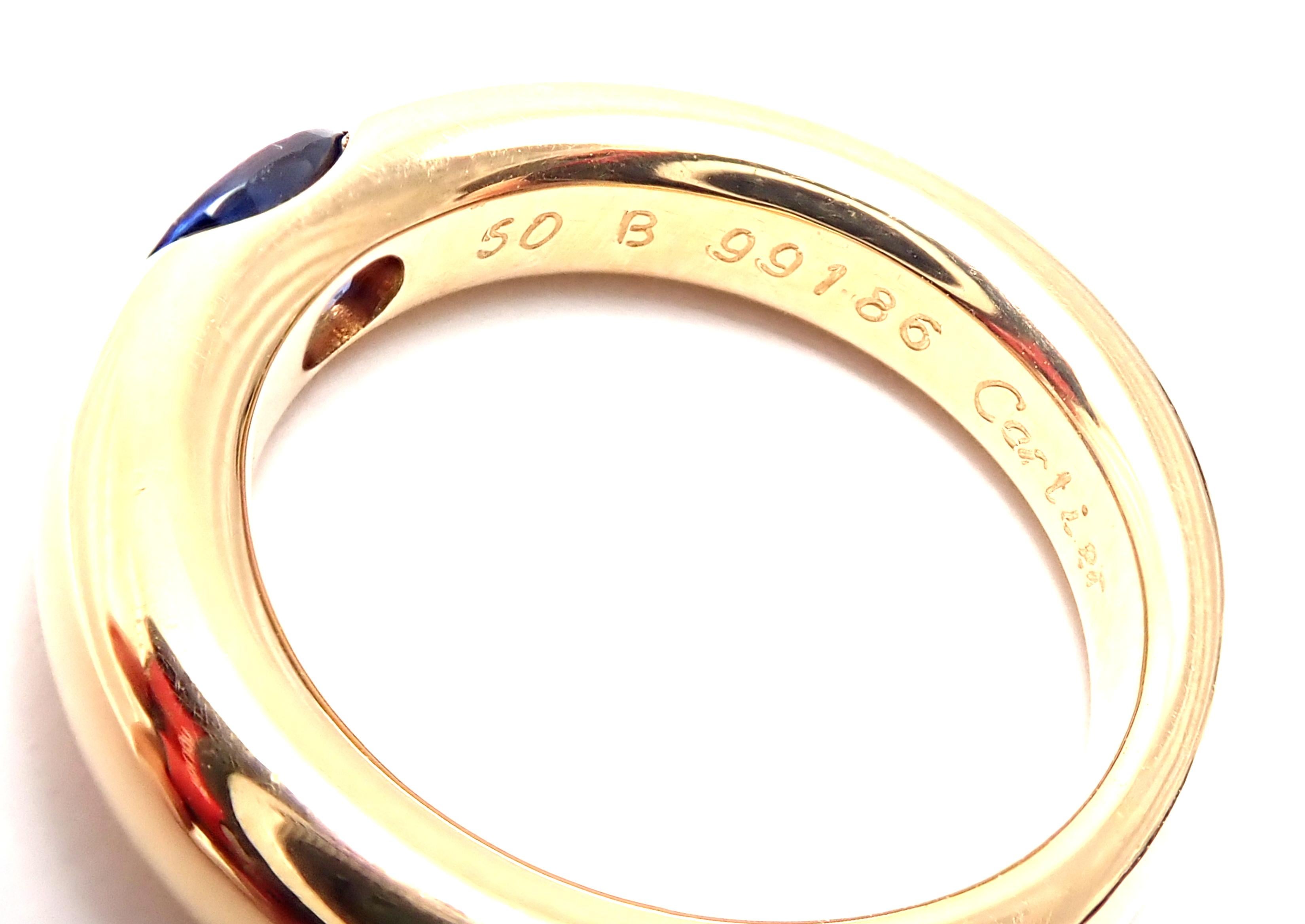 Cartier Ellipse Sapphire Yellow Gold Band Ring In Excellent Condition In Holland, PA