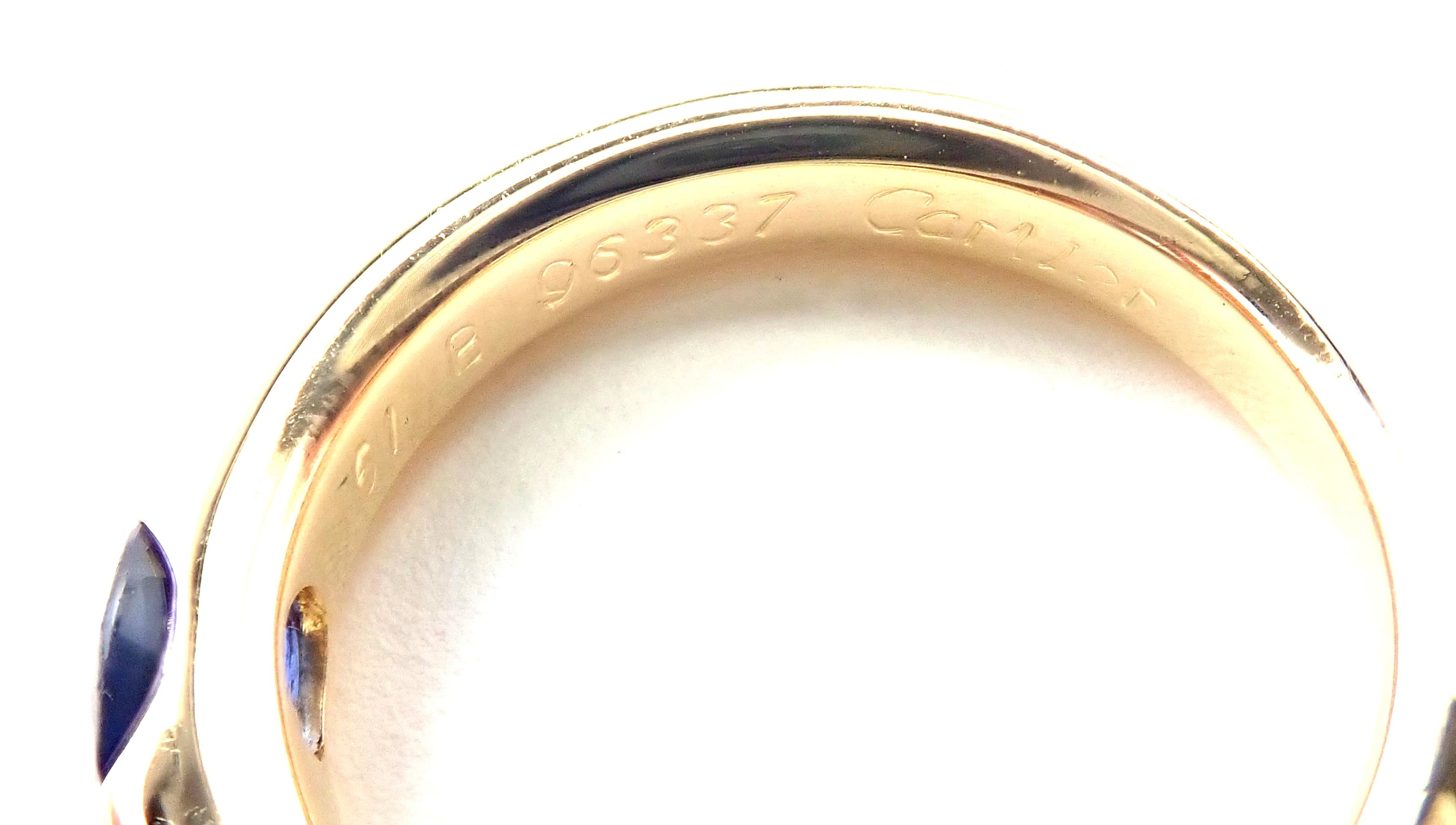 Cartier Ellipse Sapphire Yellow Gold Band Ring In Excellent Condition In Holland, PA