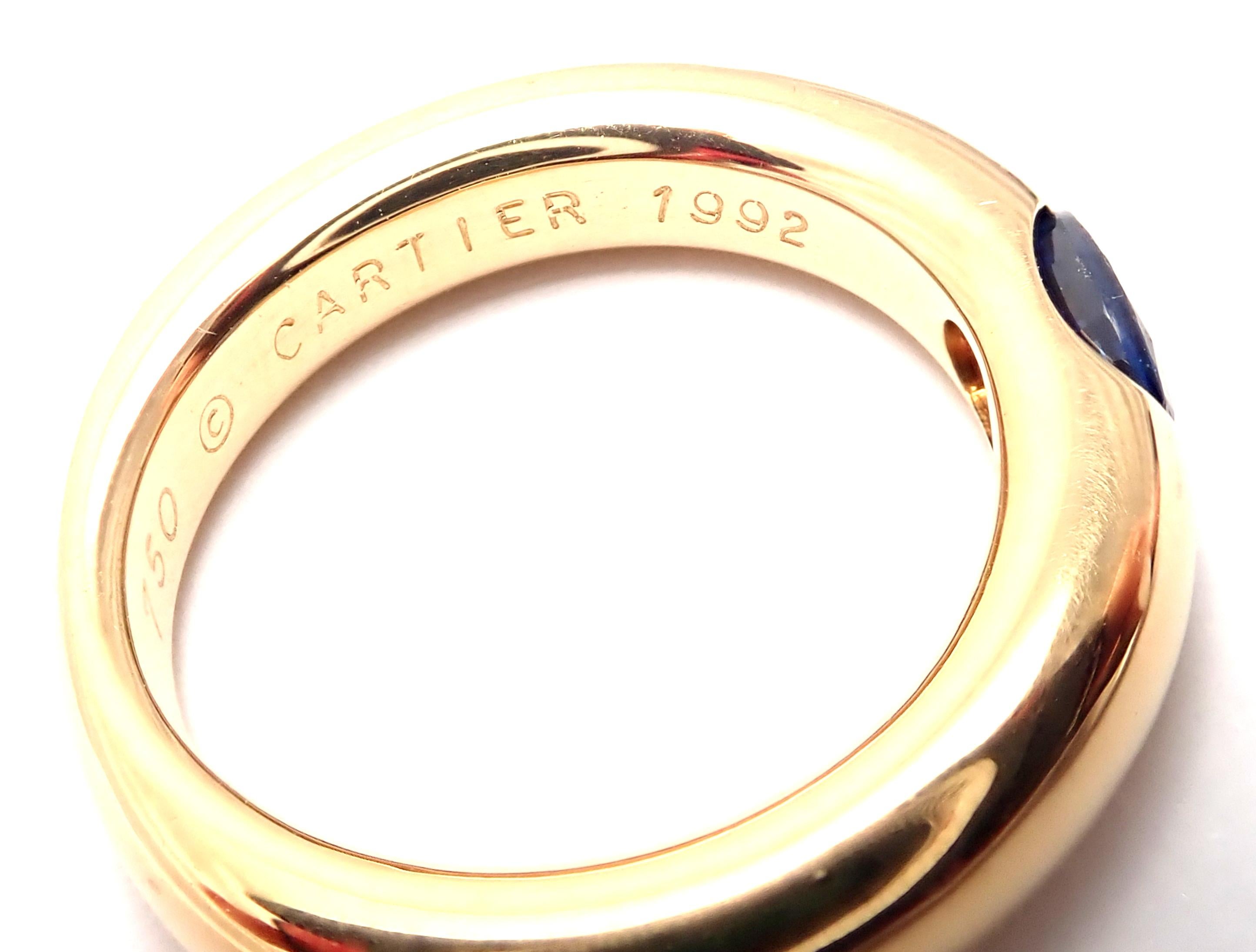 Women's or Men's Cartier Ellipse Sapphire Yellow Gold Band Ring