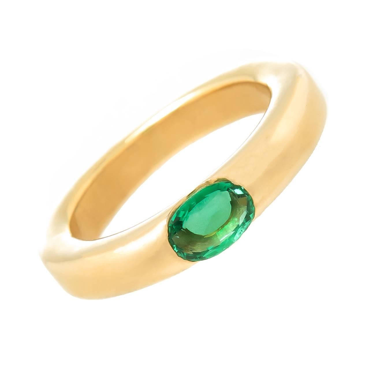 Cartier Ellipse Yellow Gold and Emerald Stacking Band Ring