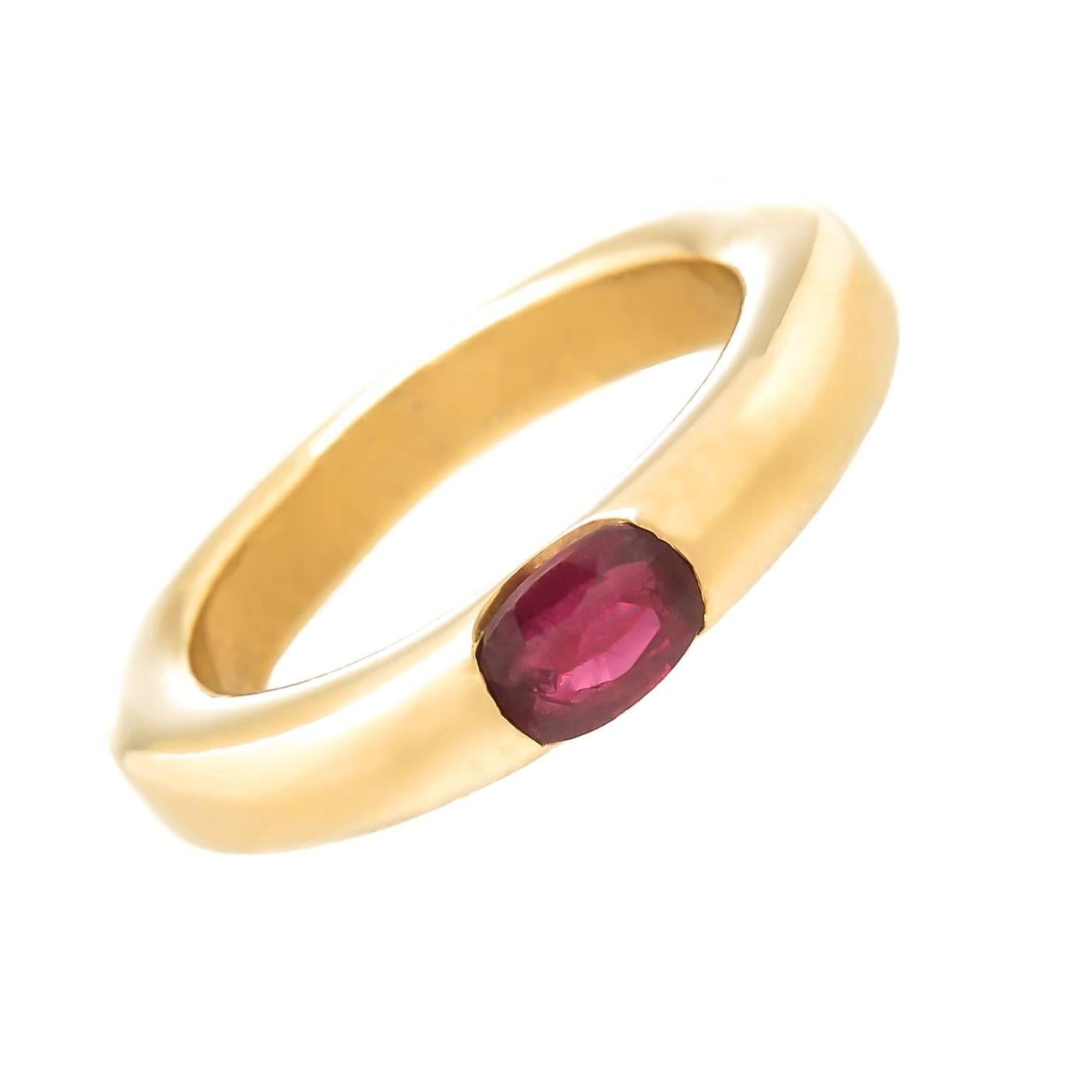 Cartier Ellipse Yellow Gold and Ruby Stacking Band Ring