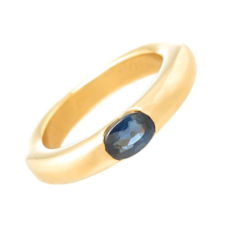 Cartier Ellipse Yellow Gold and Sapphire Stacking Band Ring at 1stdibs