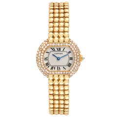 Cartier Ellipse Yellow Gold Diamond Bezel Ladies Watch 8660