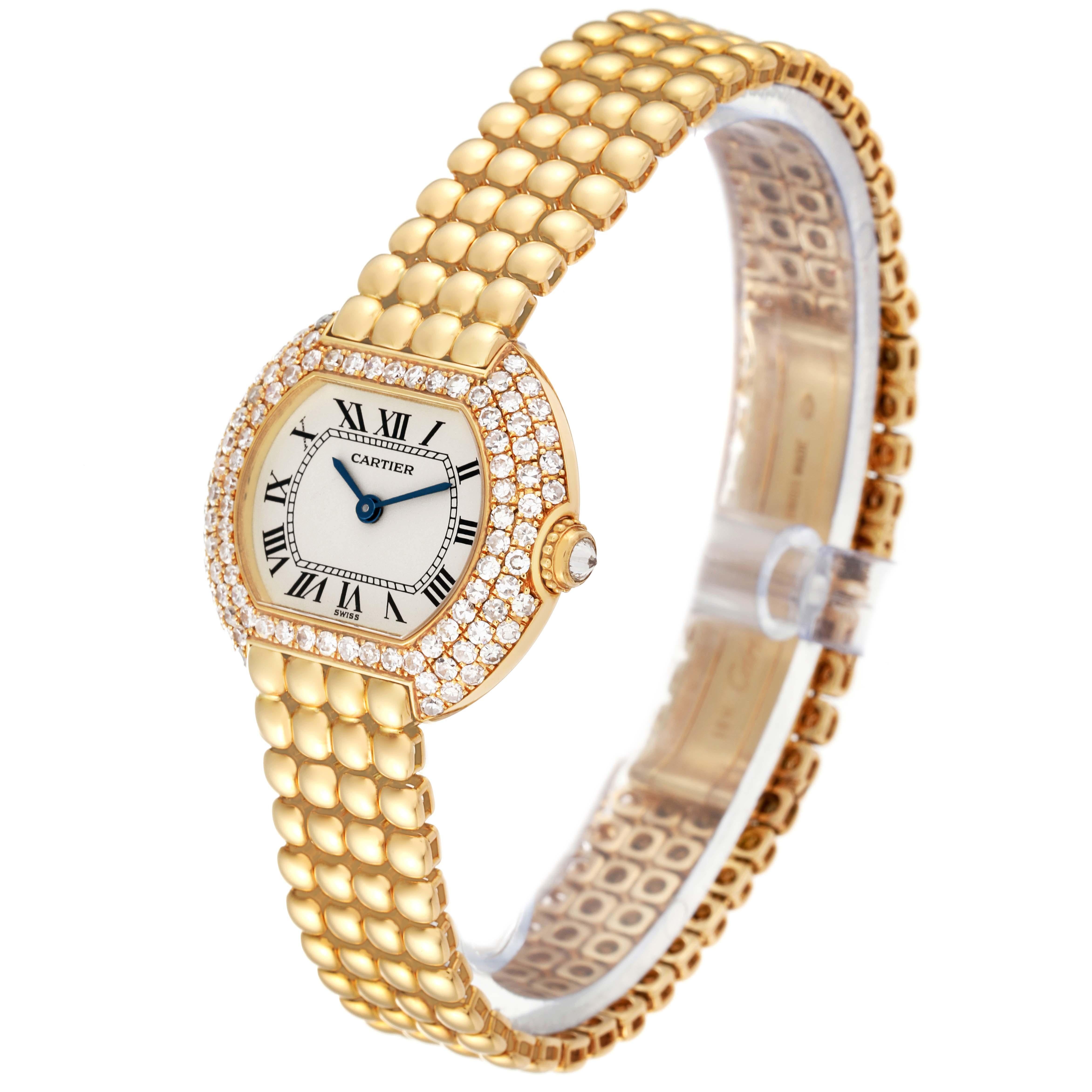 Women's Cartier Ellipse Yellow Gold Diamond Bezel Ladies Watch 8660
