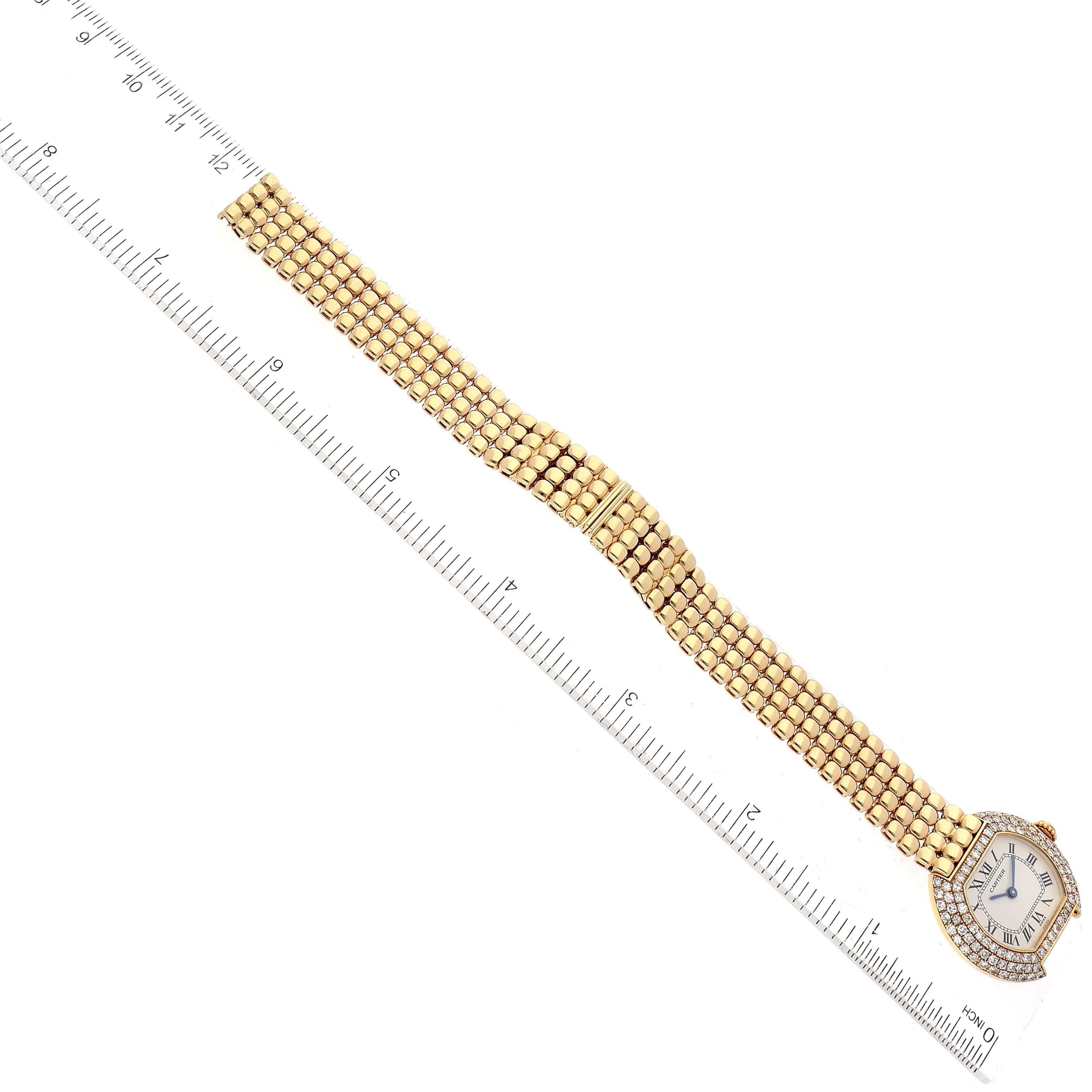 Cartier Ellipse Yellow Gold Diamond Bezel Ladies Watch 8660 3