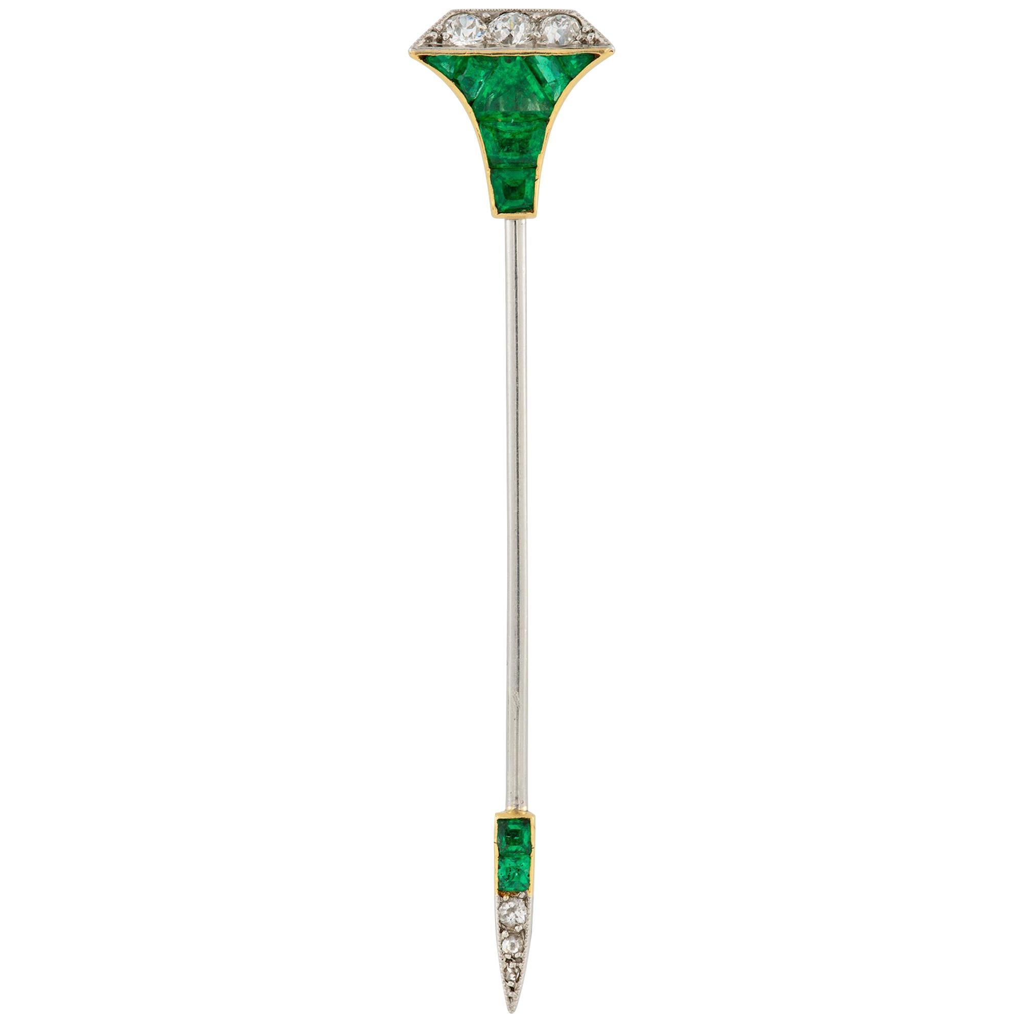 Cartier Emerald and Diamond Clou Stick-Pin