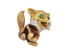 Cartier emerald and diamond fox brooch, circa 1940.