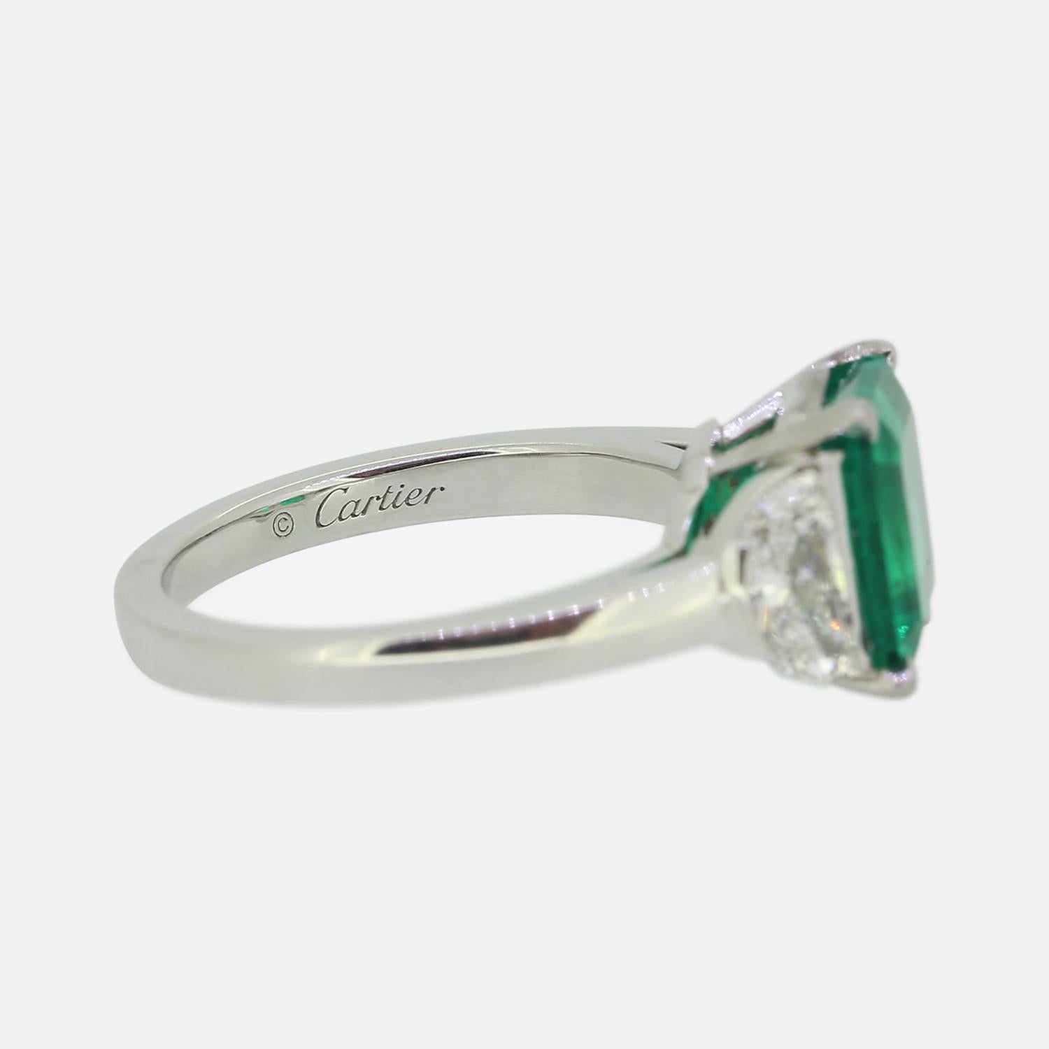 Women's or Men's Cartier Emerald and Diamond Ring