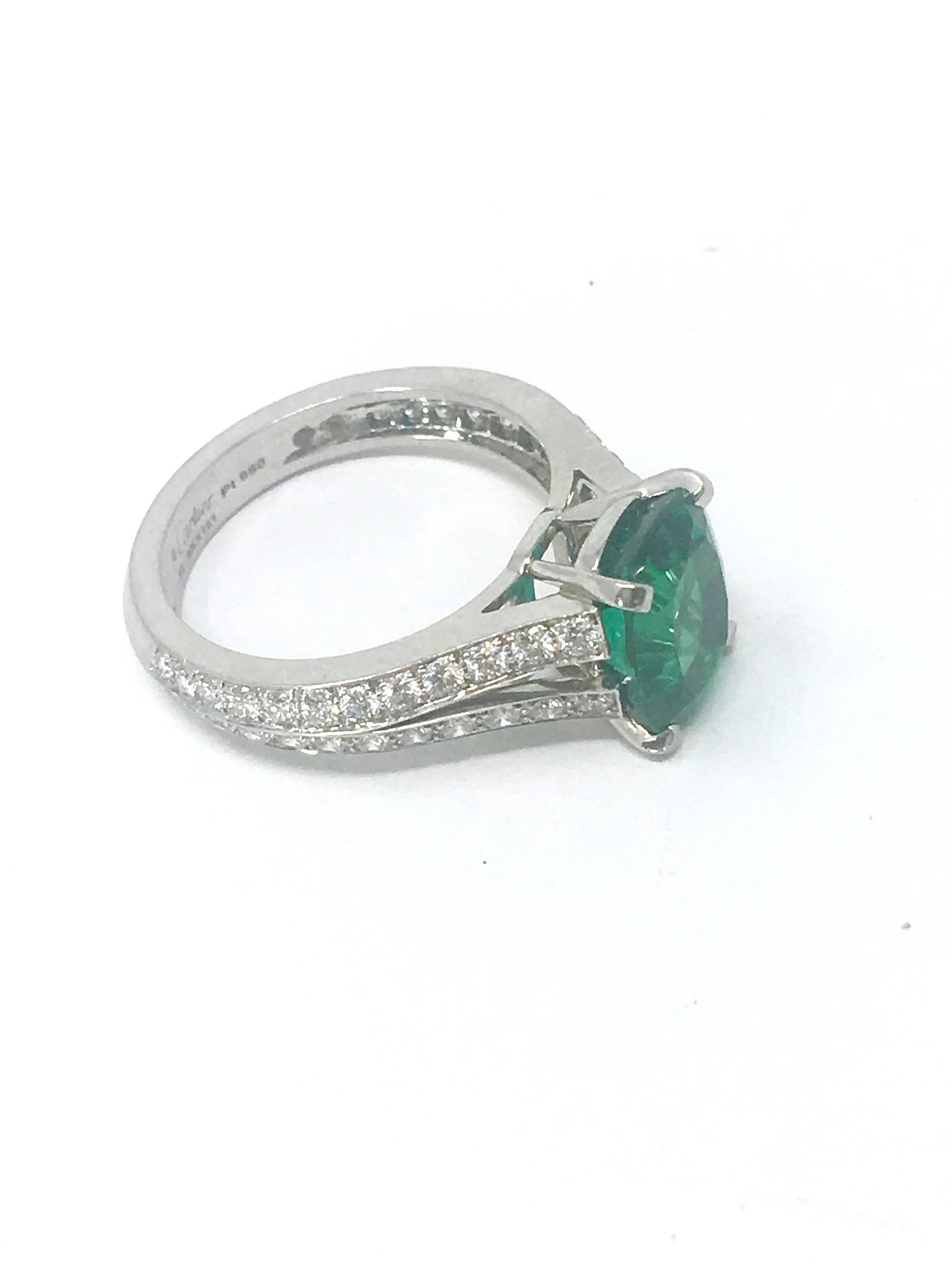 Designer Cartier Emerald and Diamond Platinum Ring 2