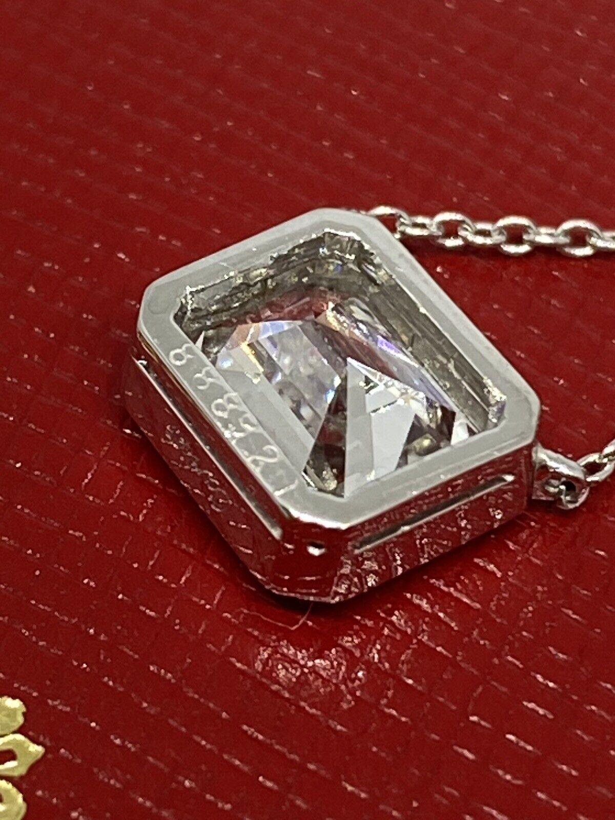 Women's or Men's Cartier Emerald Cut 2.02 Carat GIA G-VVS2 East-West Pendant Necklace in Platinum