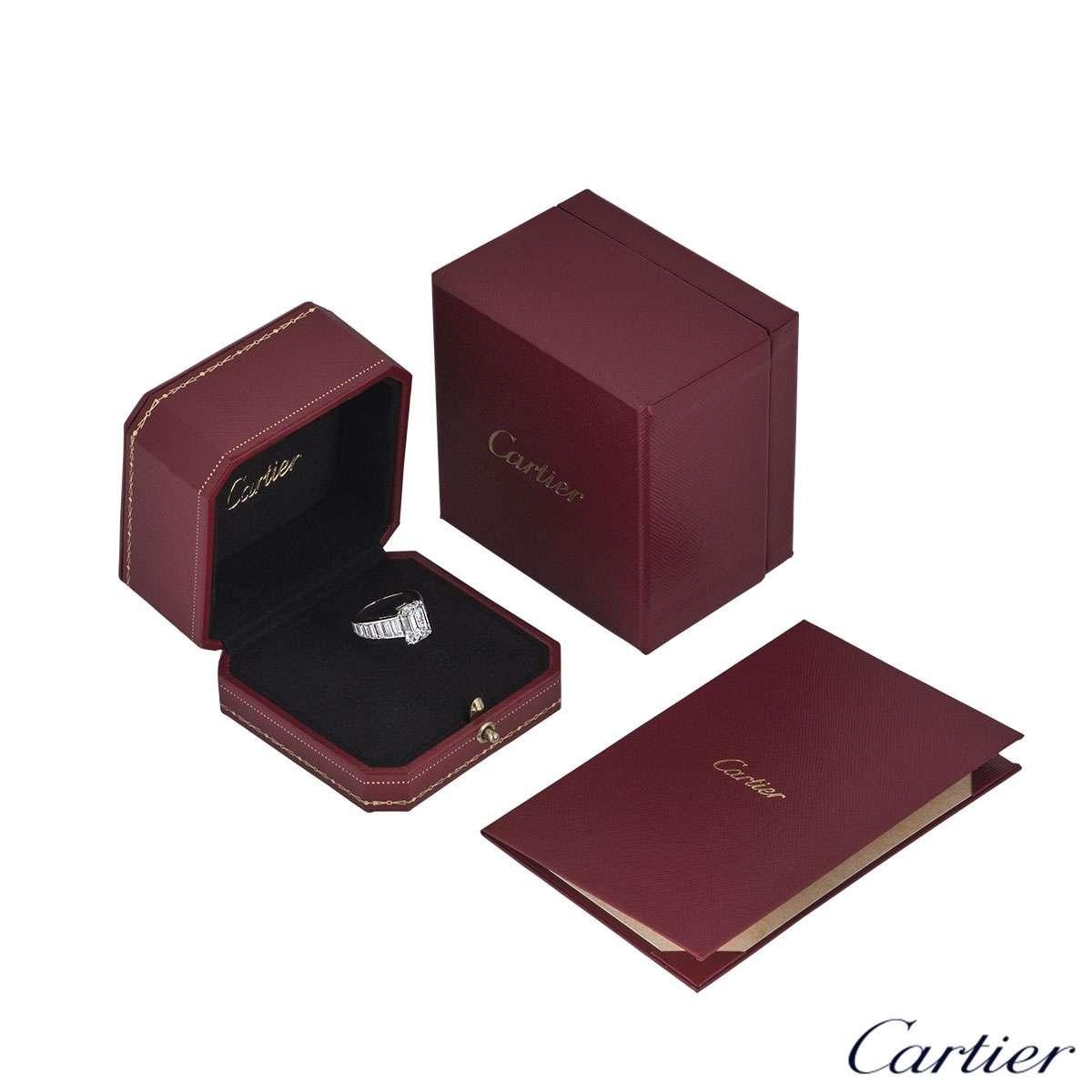 Women's Cartier Emerald Cut Diamond Ring 4.12ct E/VVS2 with Baguettes 7.08 tcw GIA Cert 