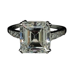 Cartier Art Deco Emerald Cut Diamond Platinum Engagement Ring, 4.39 Carat