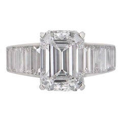 Cartier Emerald Cut Diamond Ring 4.12ct E/VVS2 with Baguettes 7.08 tcw GIA Cert